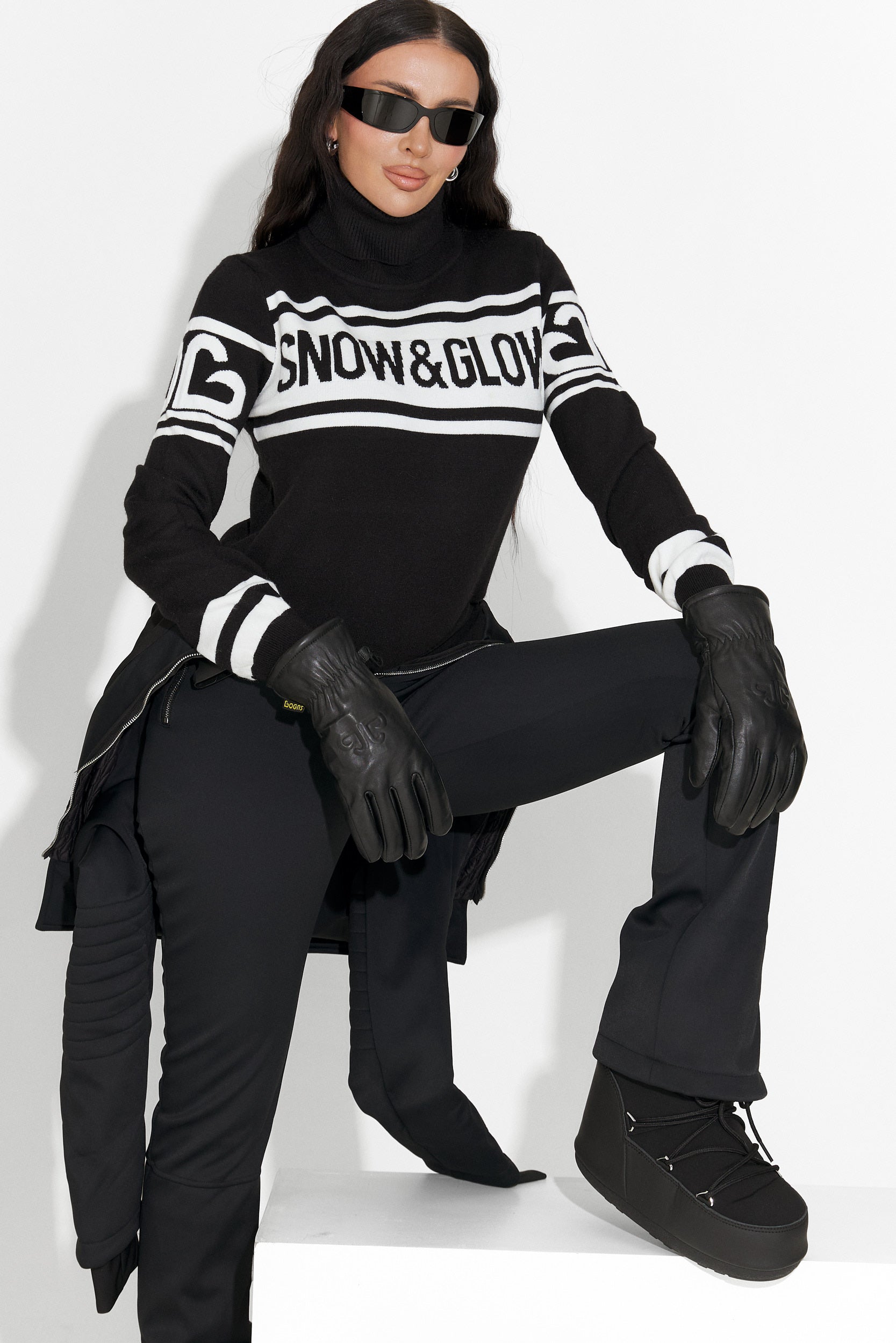 Sweter narciarski damski czarny Clyra Bogas