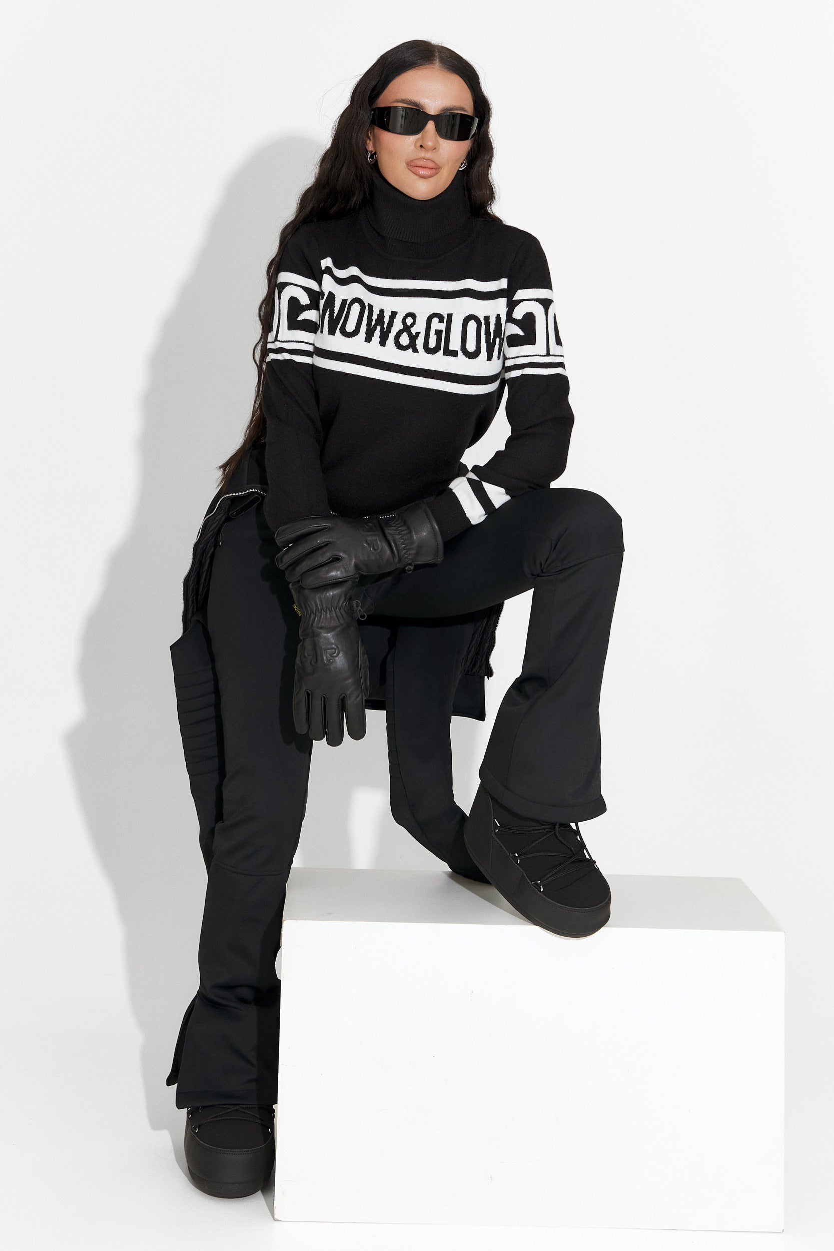 Sweter narciarski damski czarny Clyra Bogas