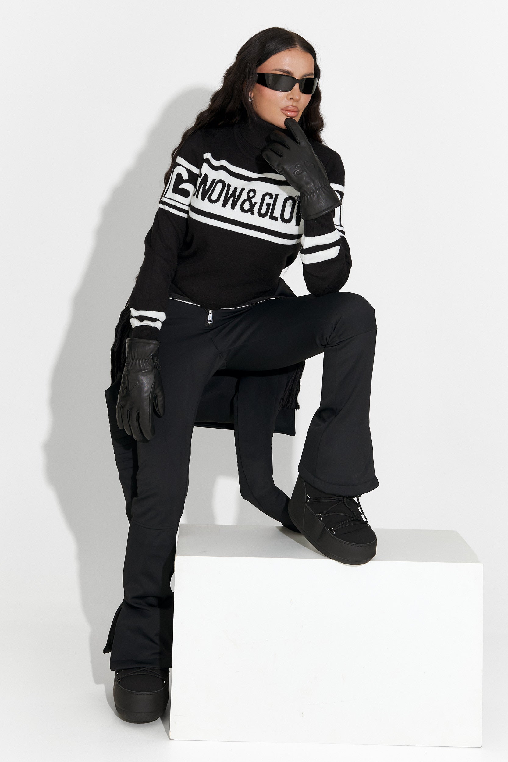 Sweter narciarski damski czarny Clyra Bogas