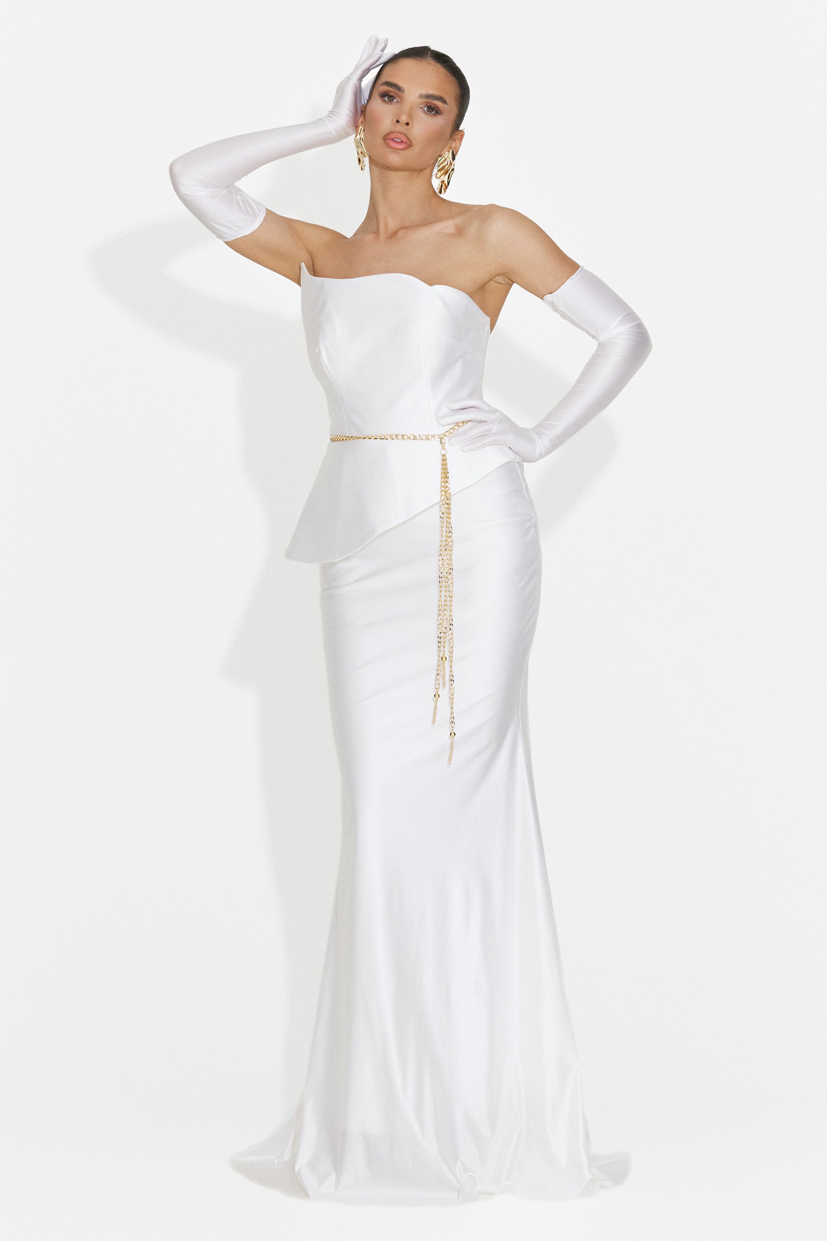 Merle Bogas Langes weißes Damenkleid