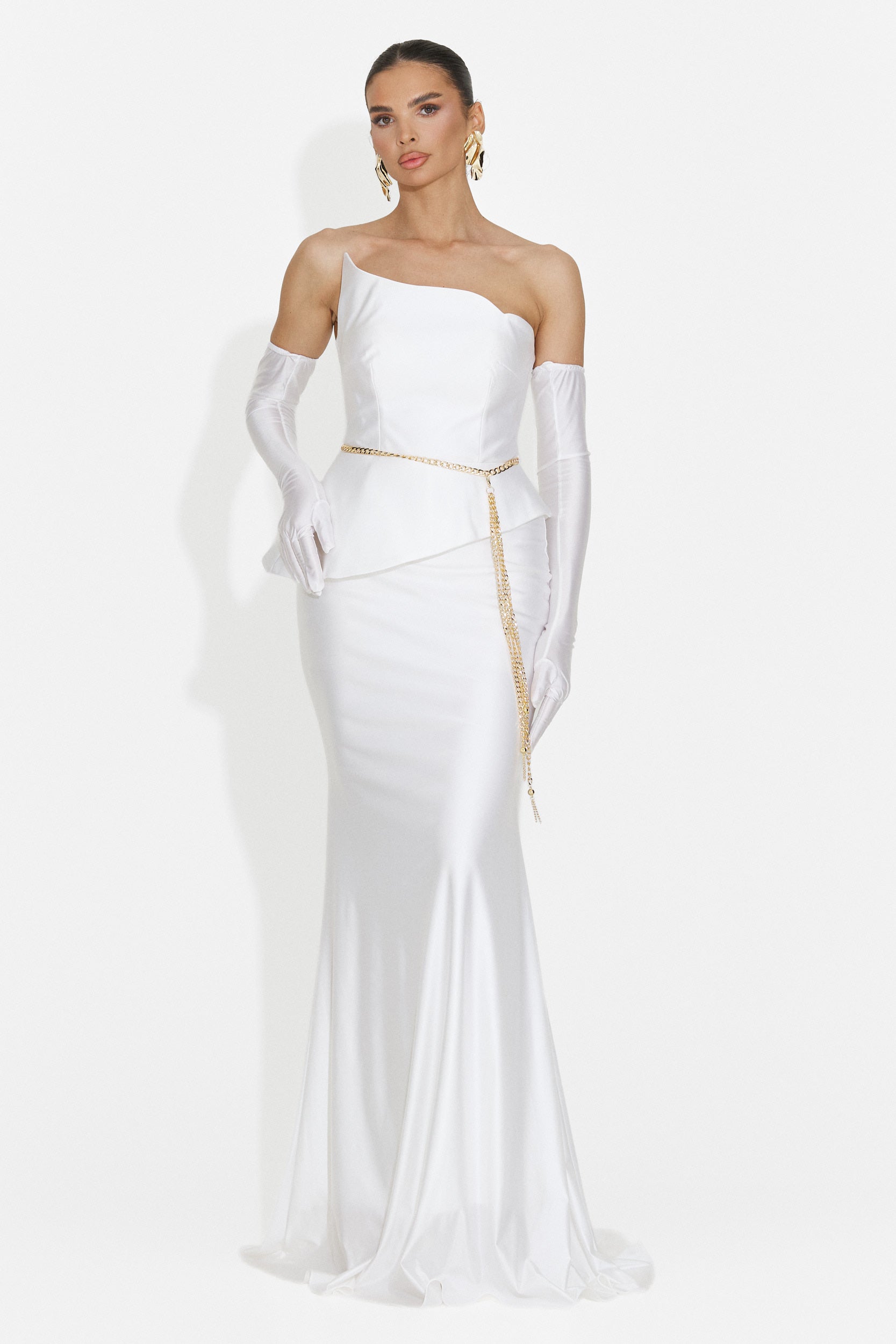 Merle Bogas Langes weißes Damenkleid