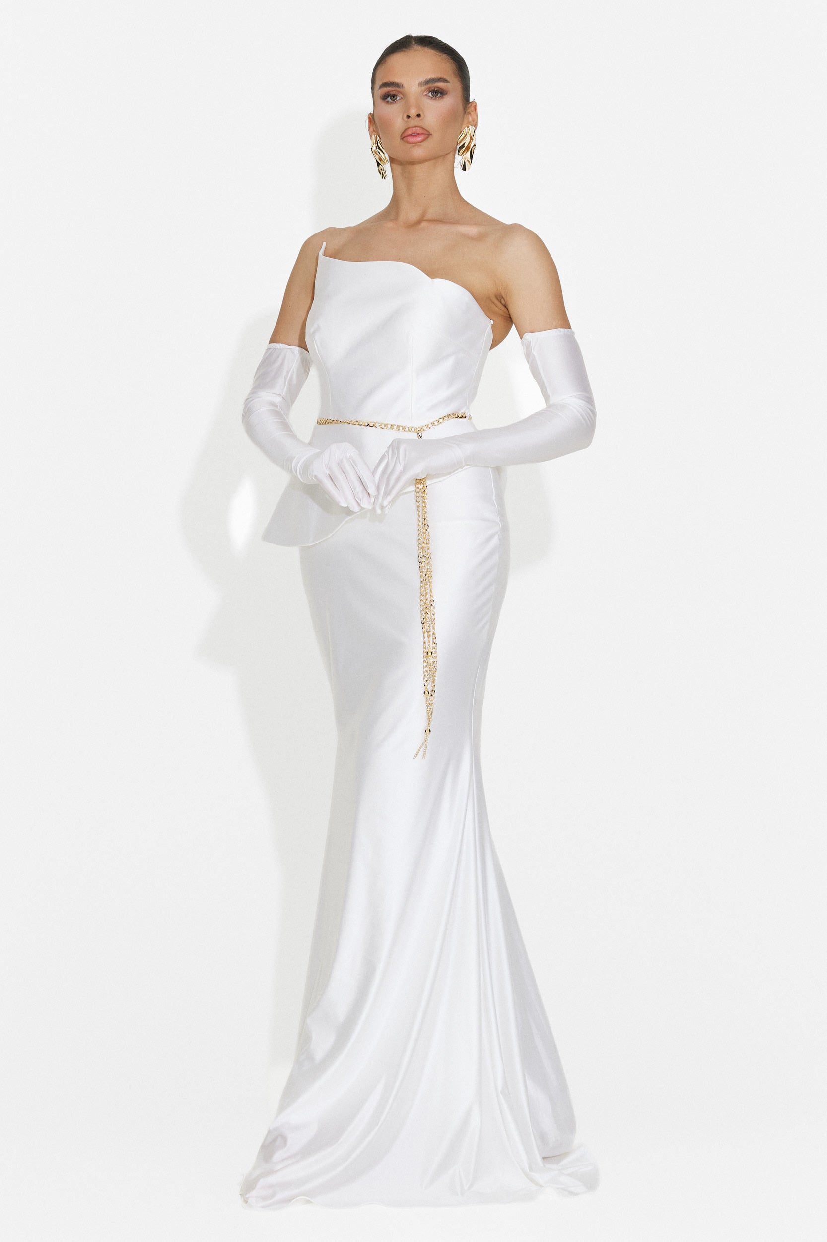 Merle Bogas Langes weißes Damenkleid