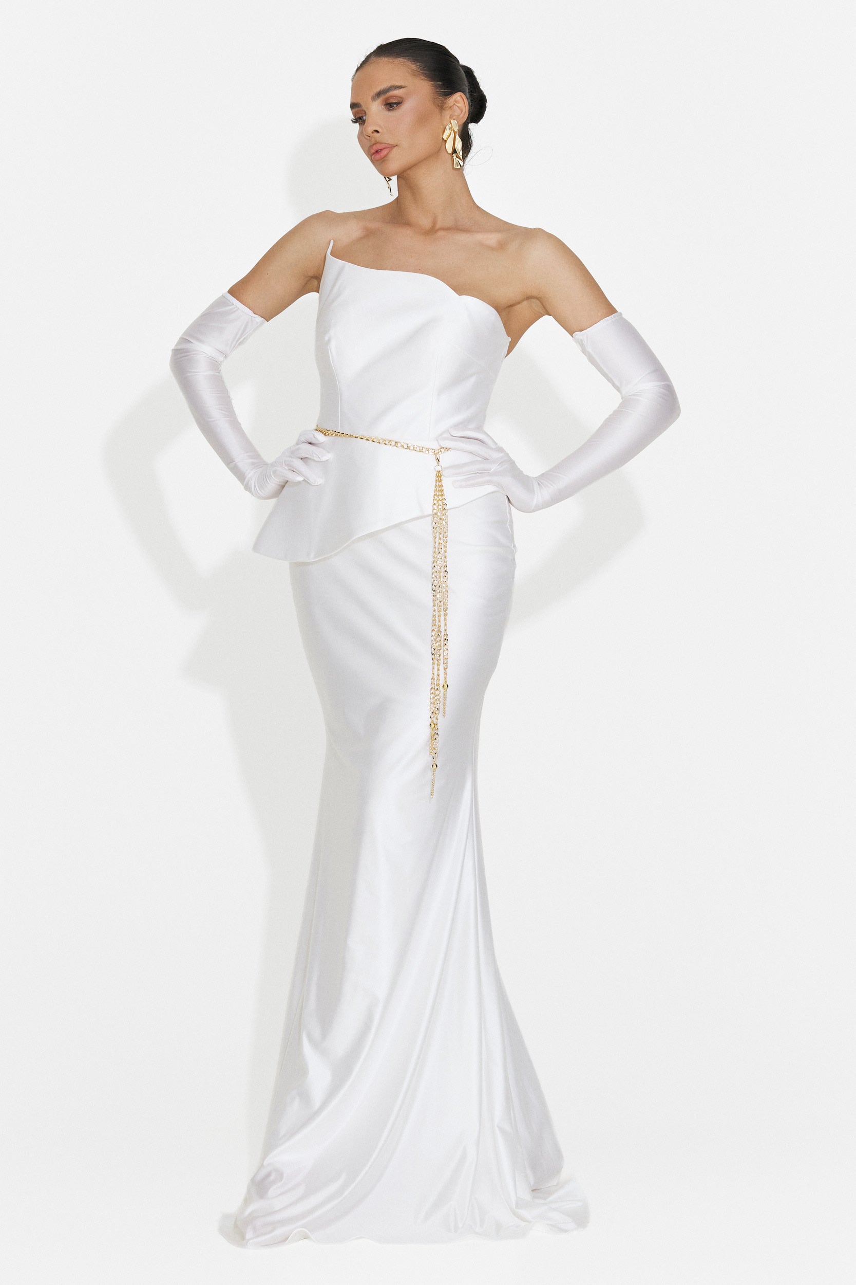 Merle Bogas Langes weißes Damenkleid