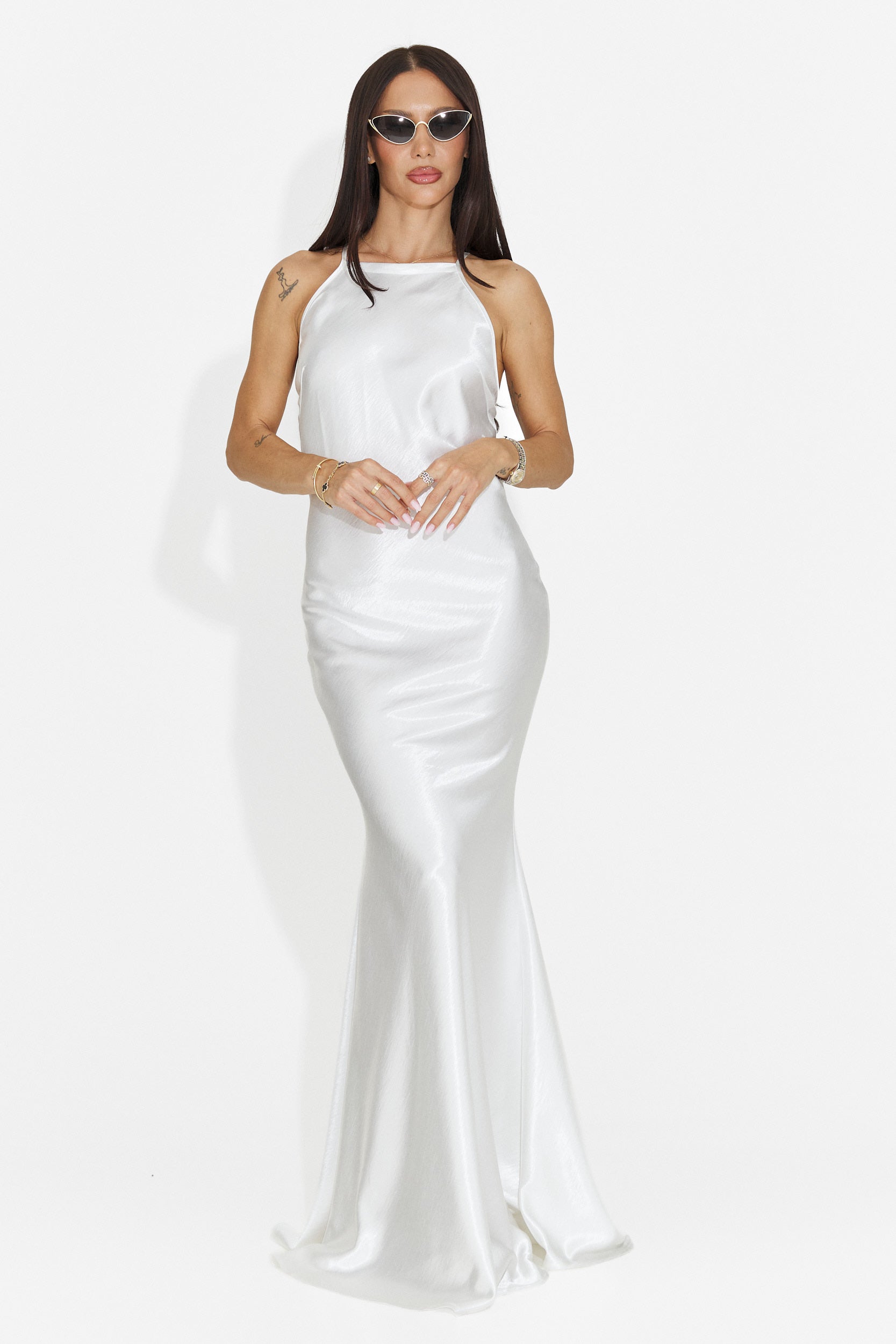 Rochie dama lunga alba Tyele Bogas