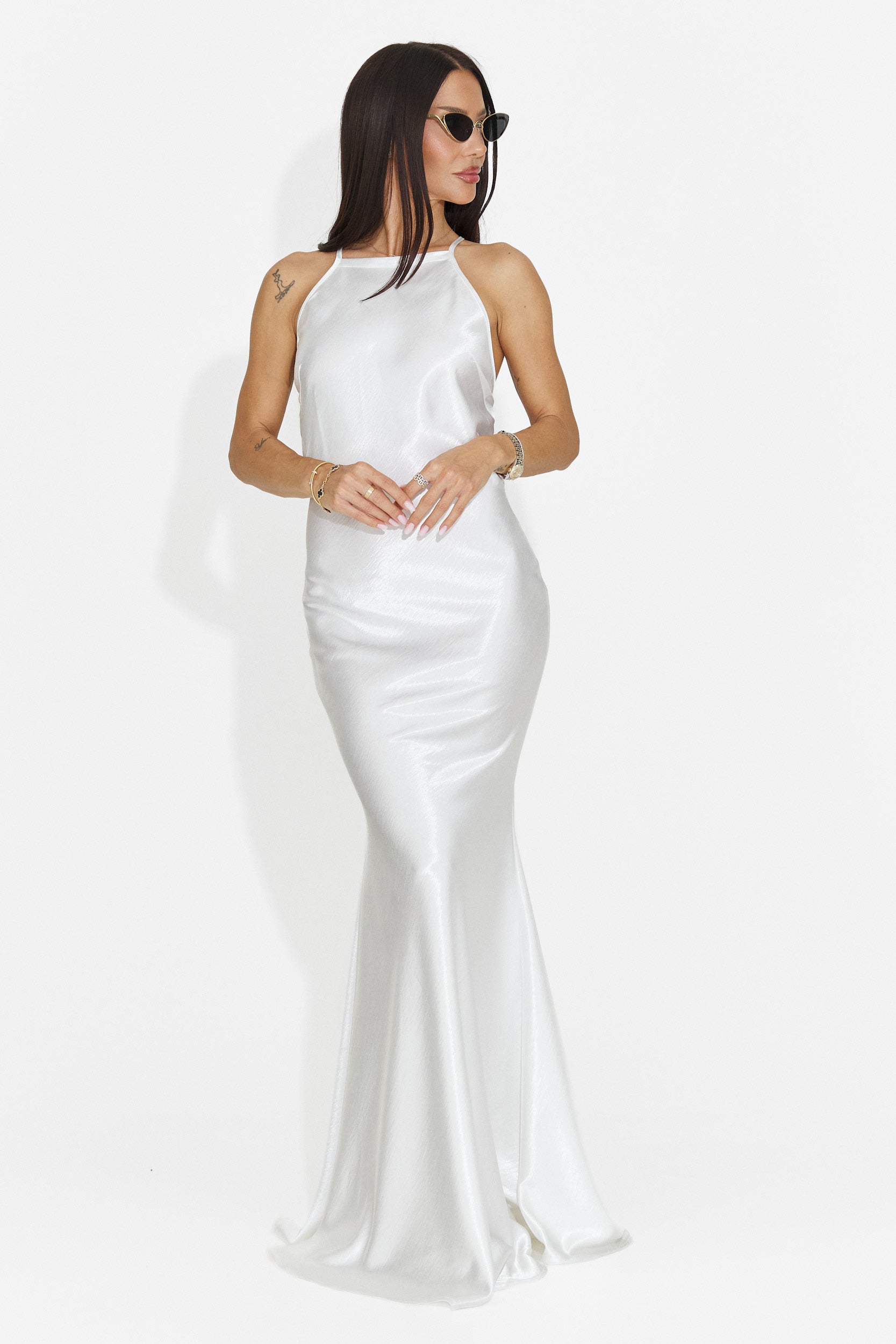Rochie dama lunga alba Tyele Bogas
