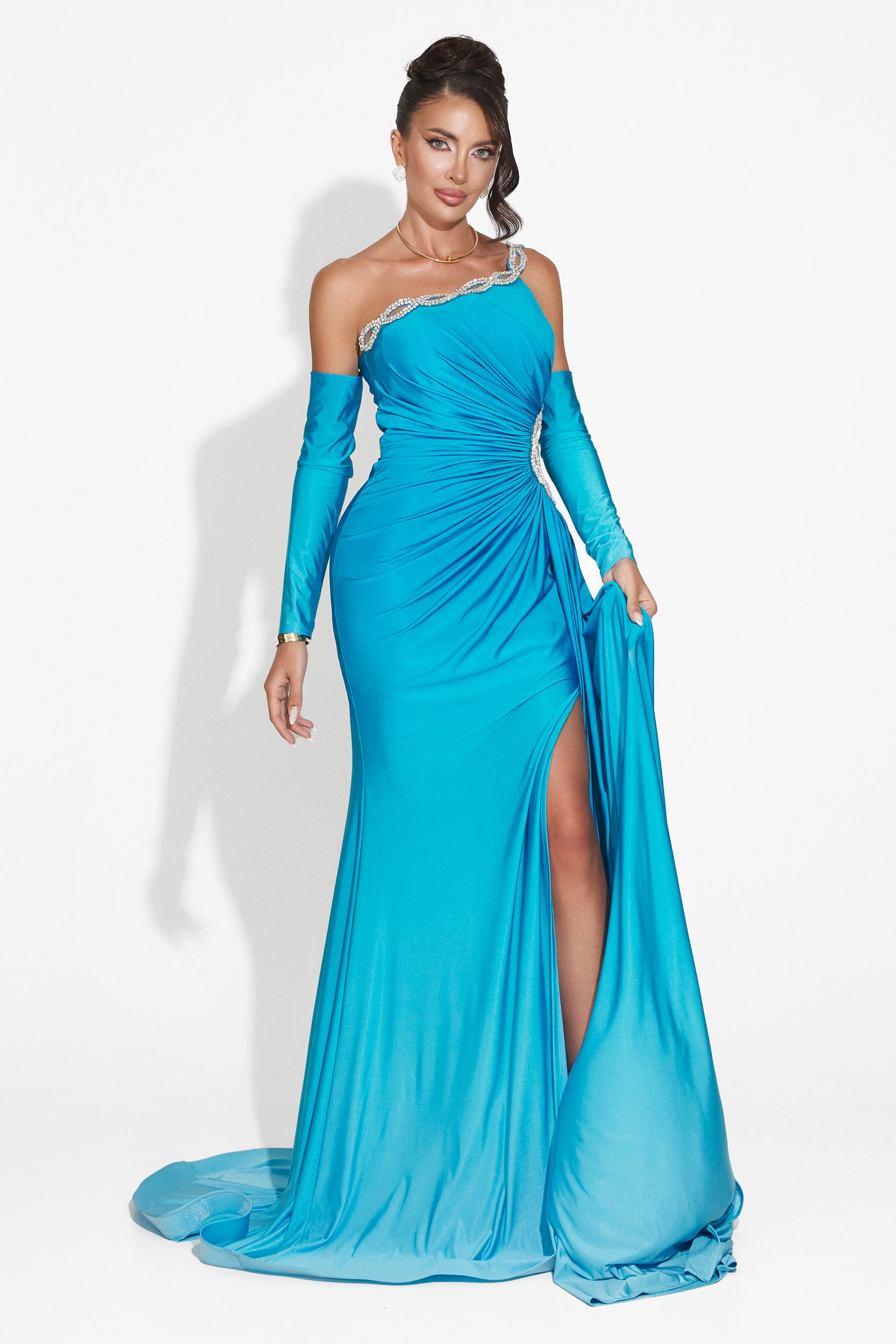 [Resigilat] Blå lång klänning för dam Noelia Bogas