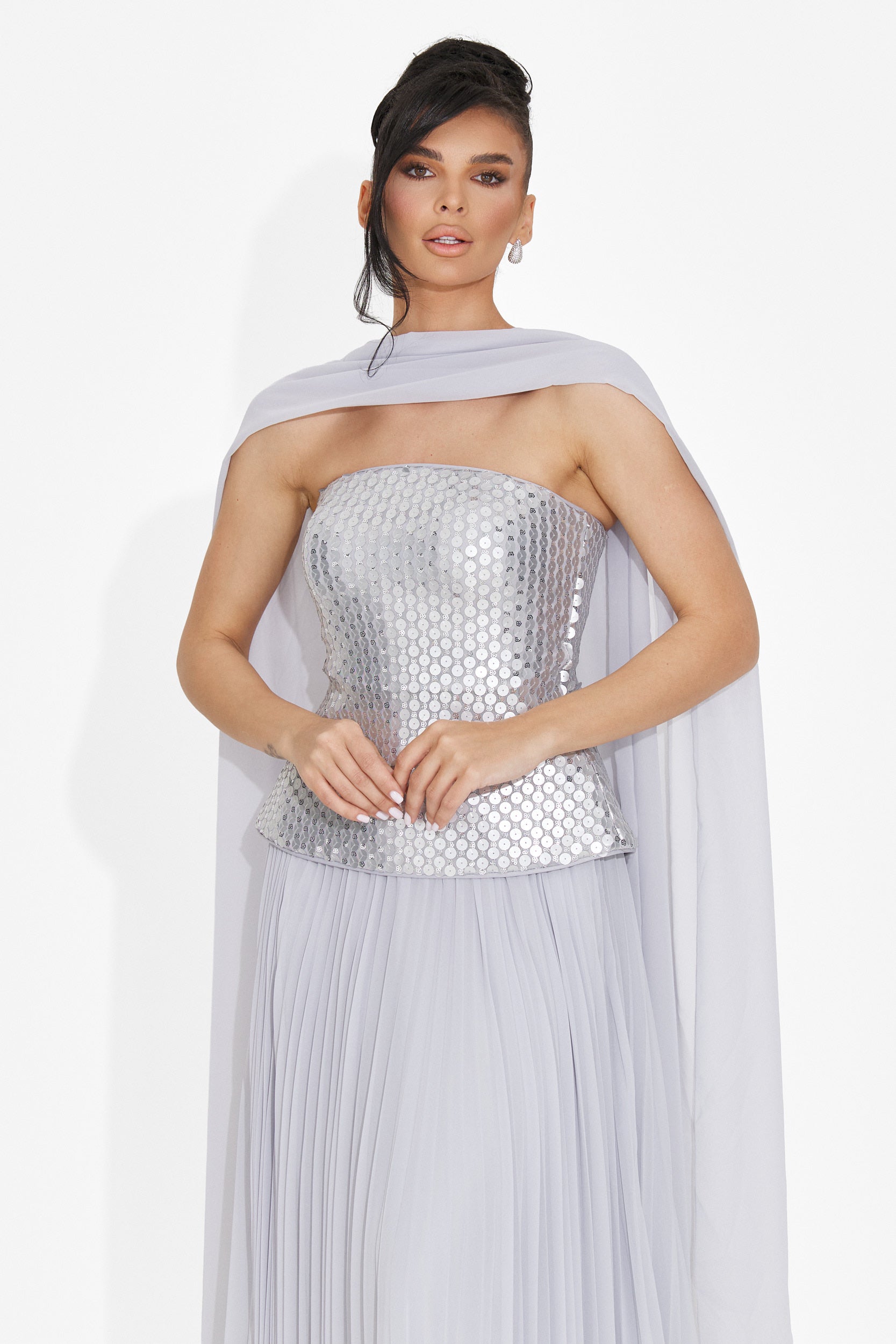 Rochie dama lunga argintie Rofelia Bogas