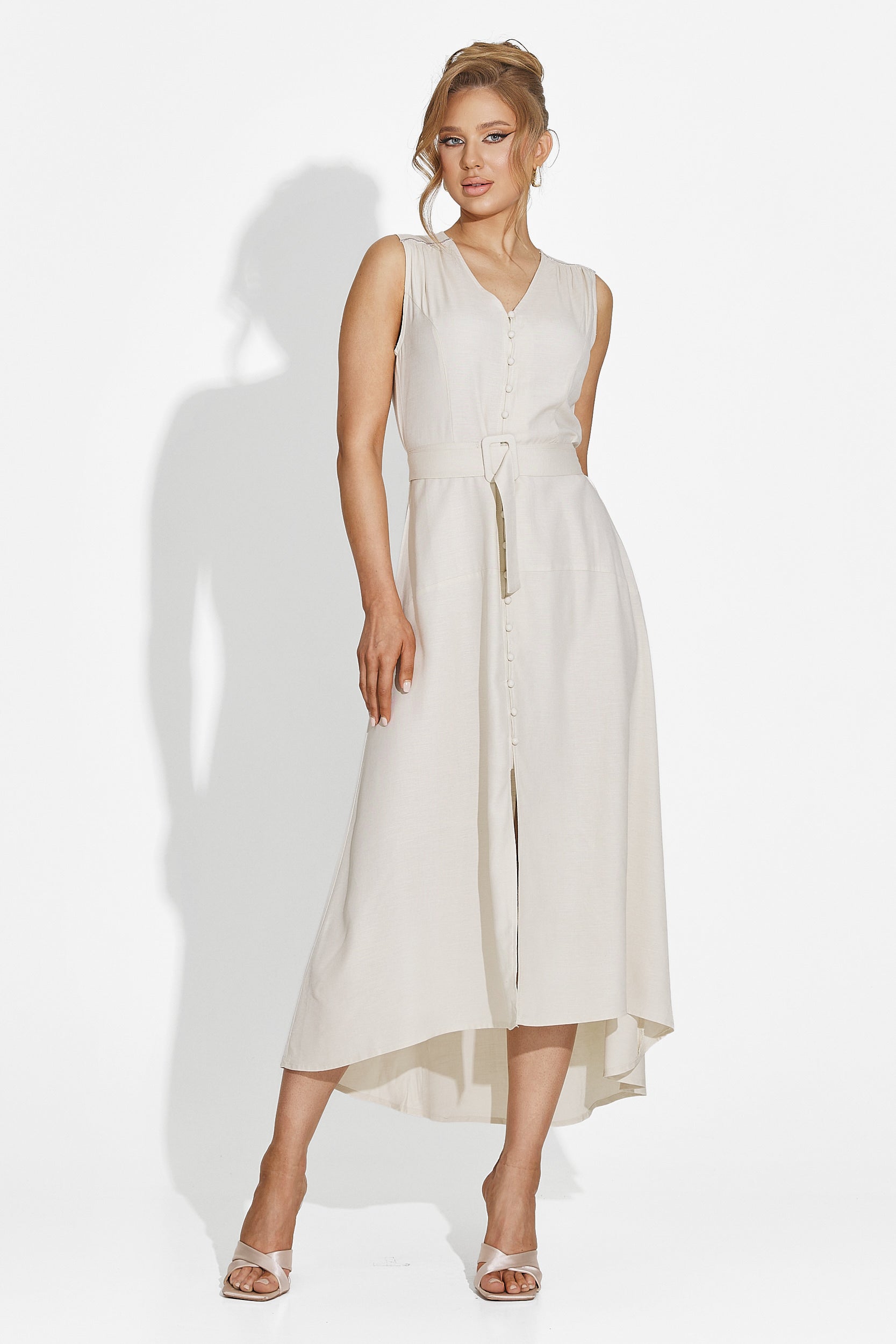 Long beige ladies dress Anasty Bogas
