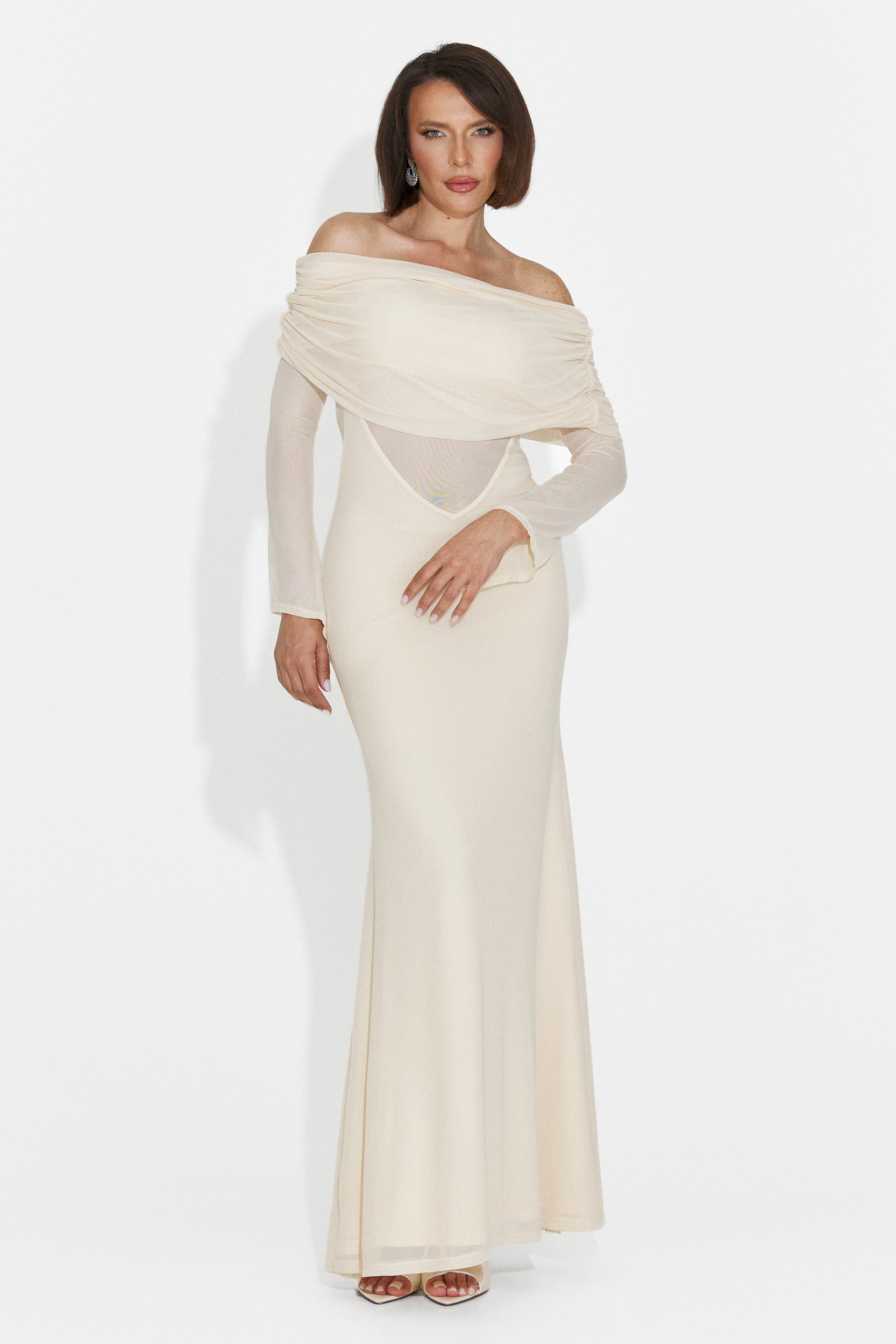 Rochie dama lunga bej Laura Bogas
