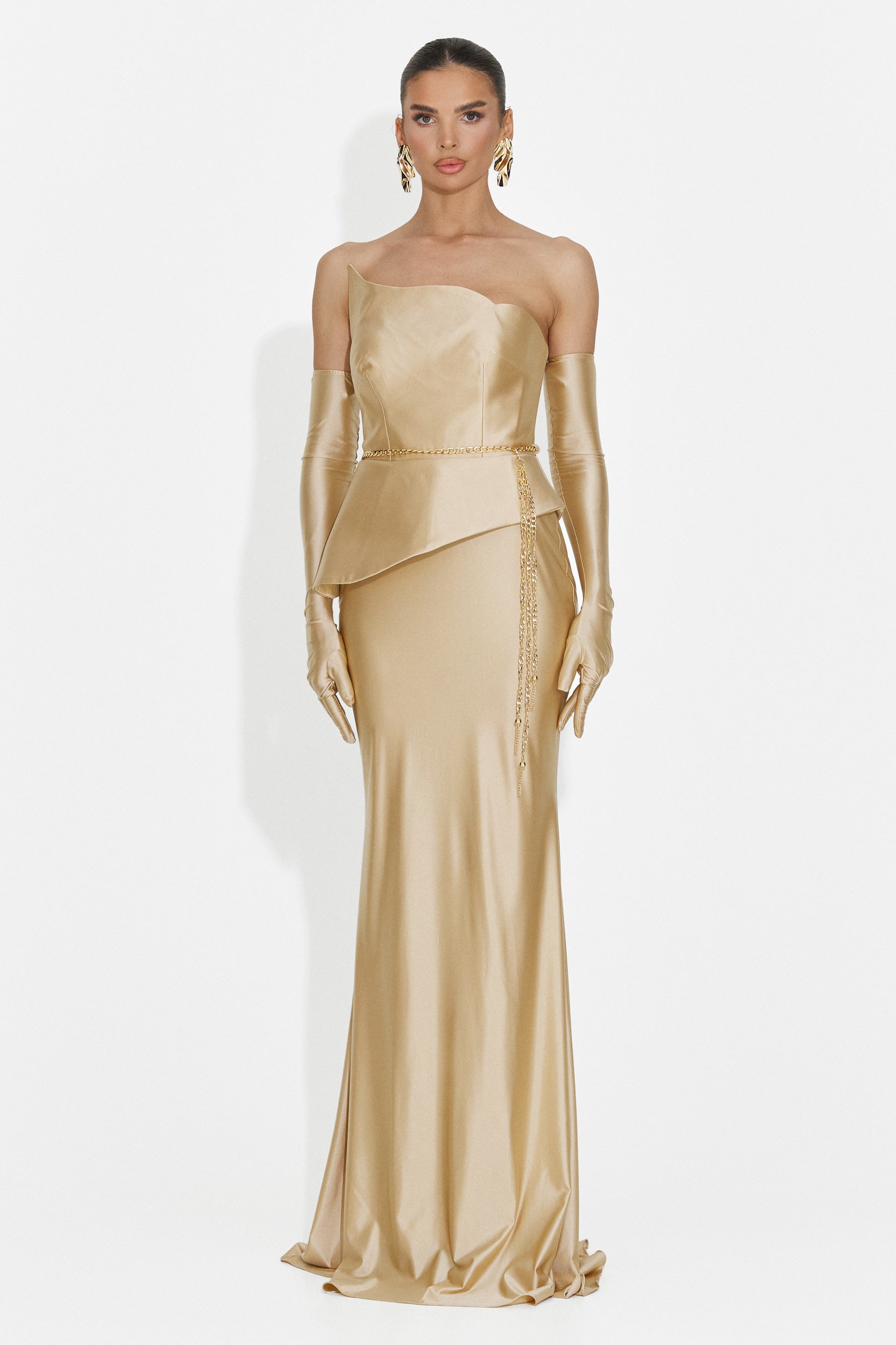 Merle Bogas Langes Beiges Damenkleid