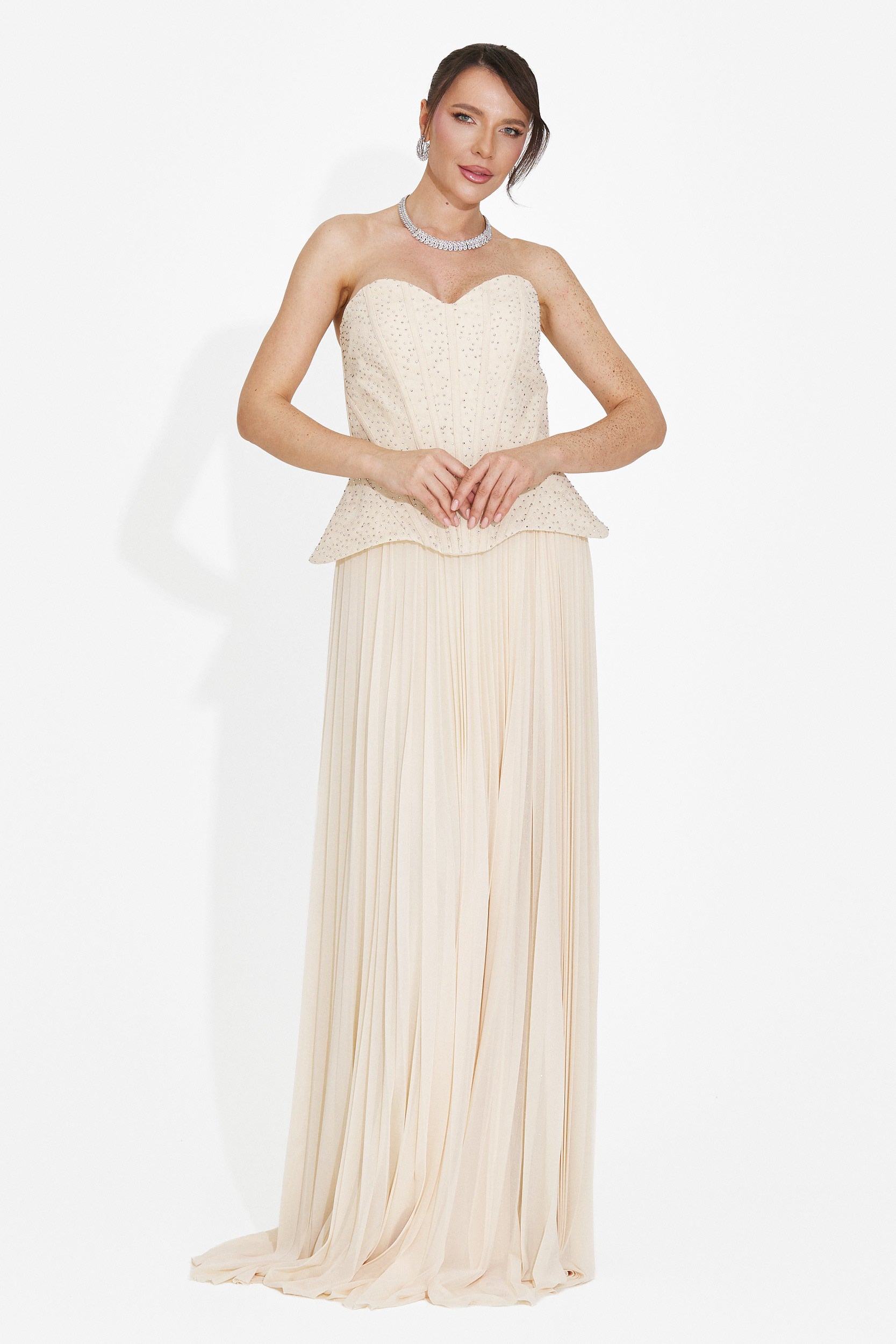 Rochie dama lunga bej Mivea Bogas