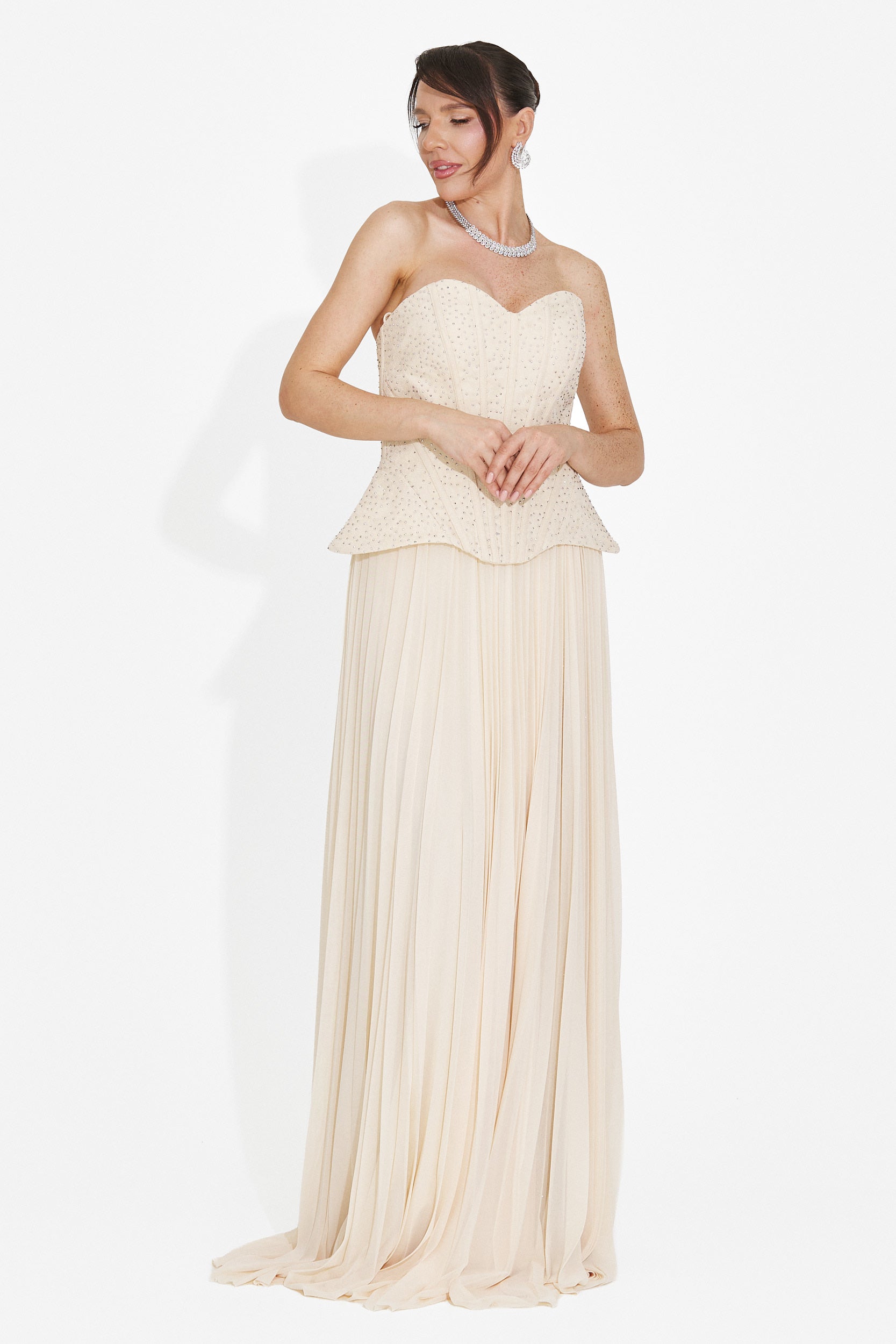 Rochie dama lunga bej Mivea Bogas