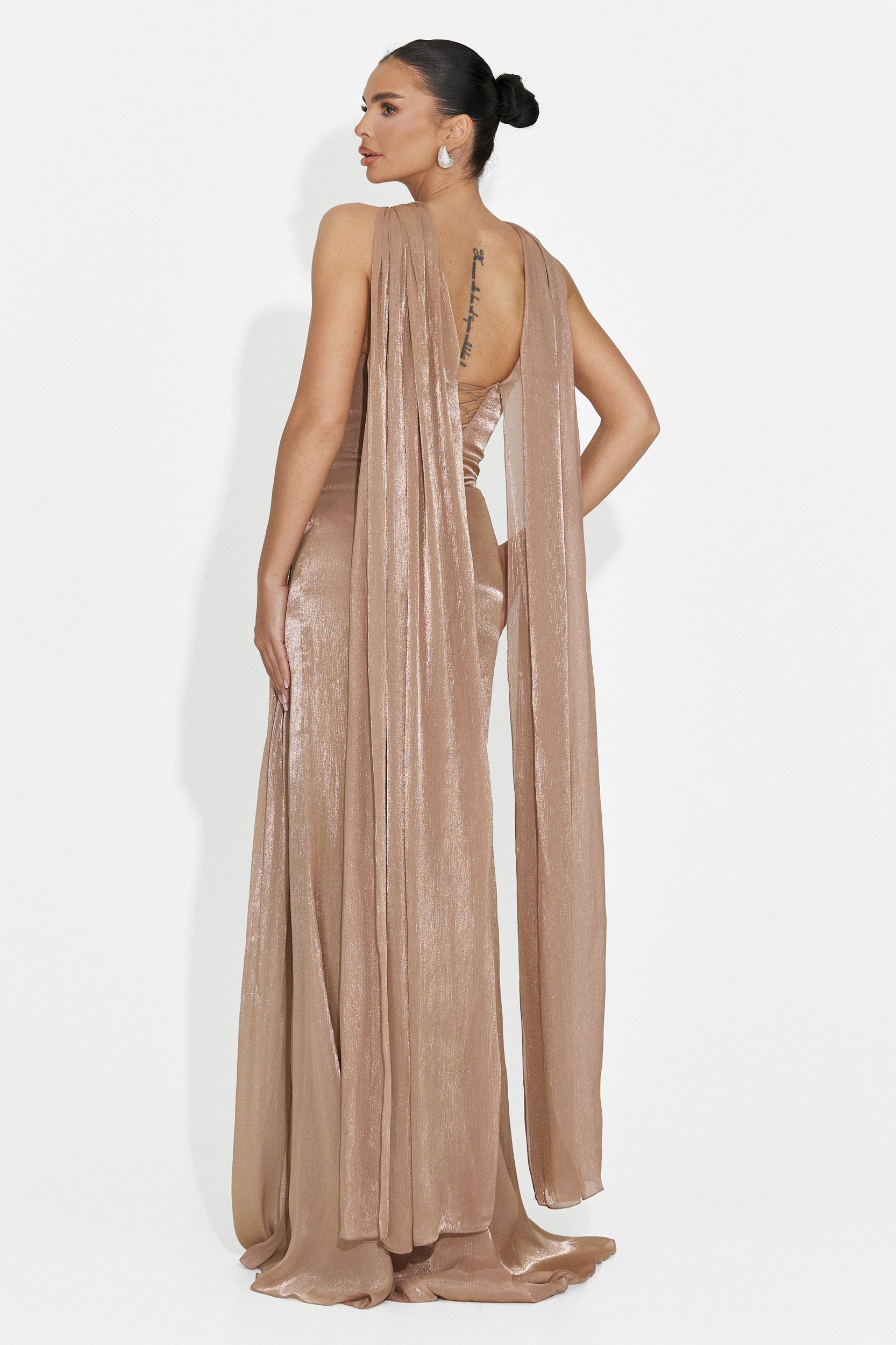 Langes beiges Moritz Bogas Kleid für Frauen