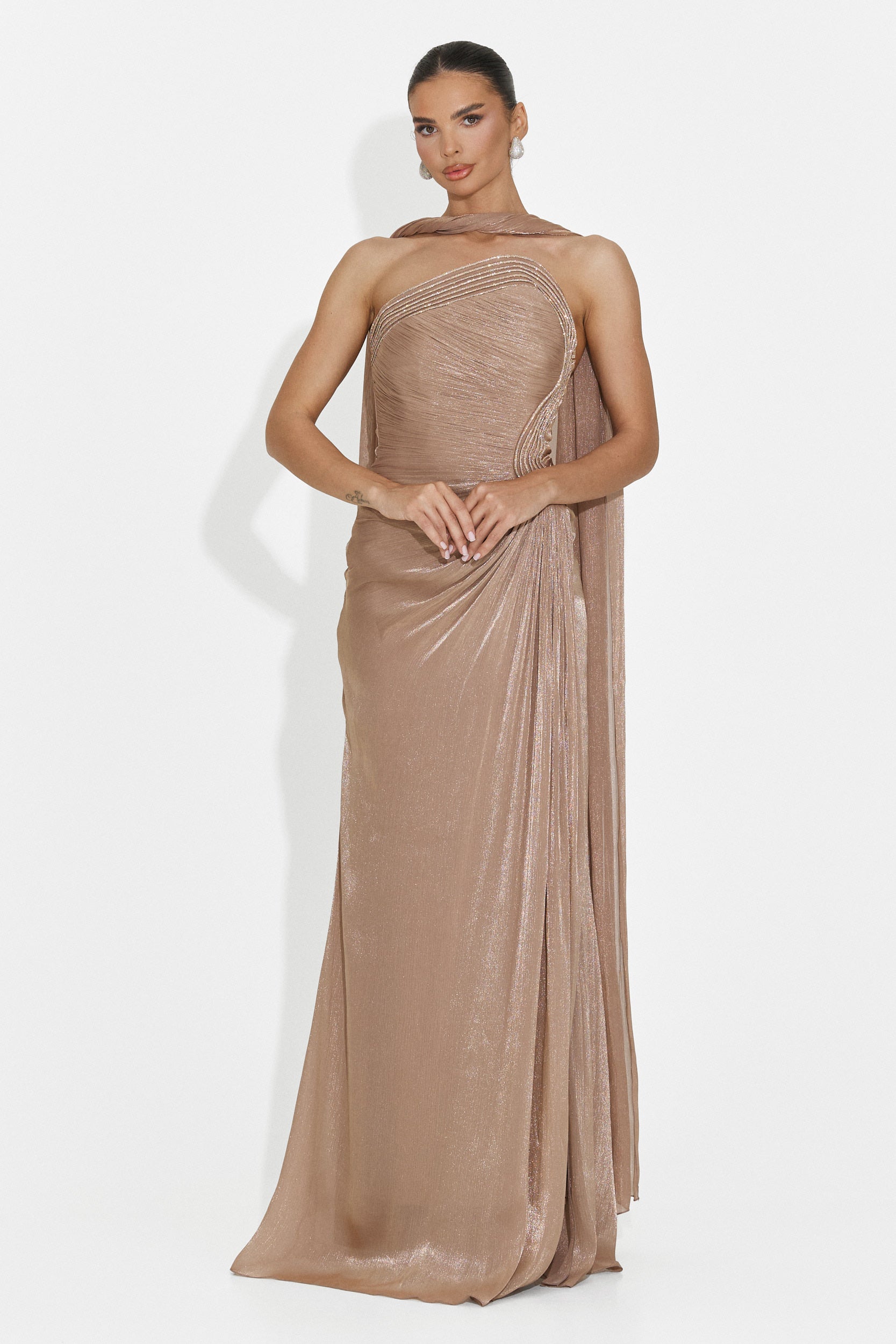 Langes beiges Moritz Bogas Kleid für Frauen