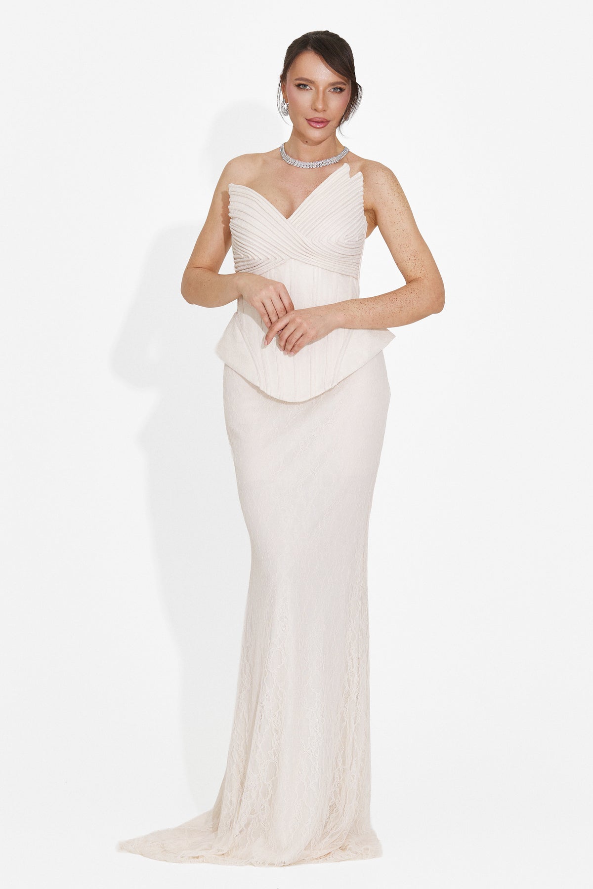 Long beige women's dress Nabashia Bogas, image 7 of 8