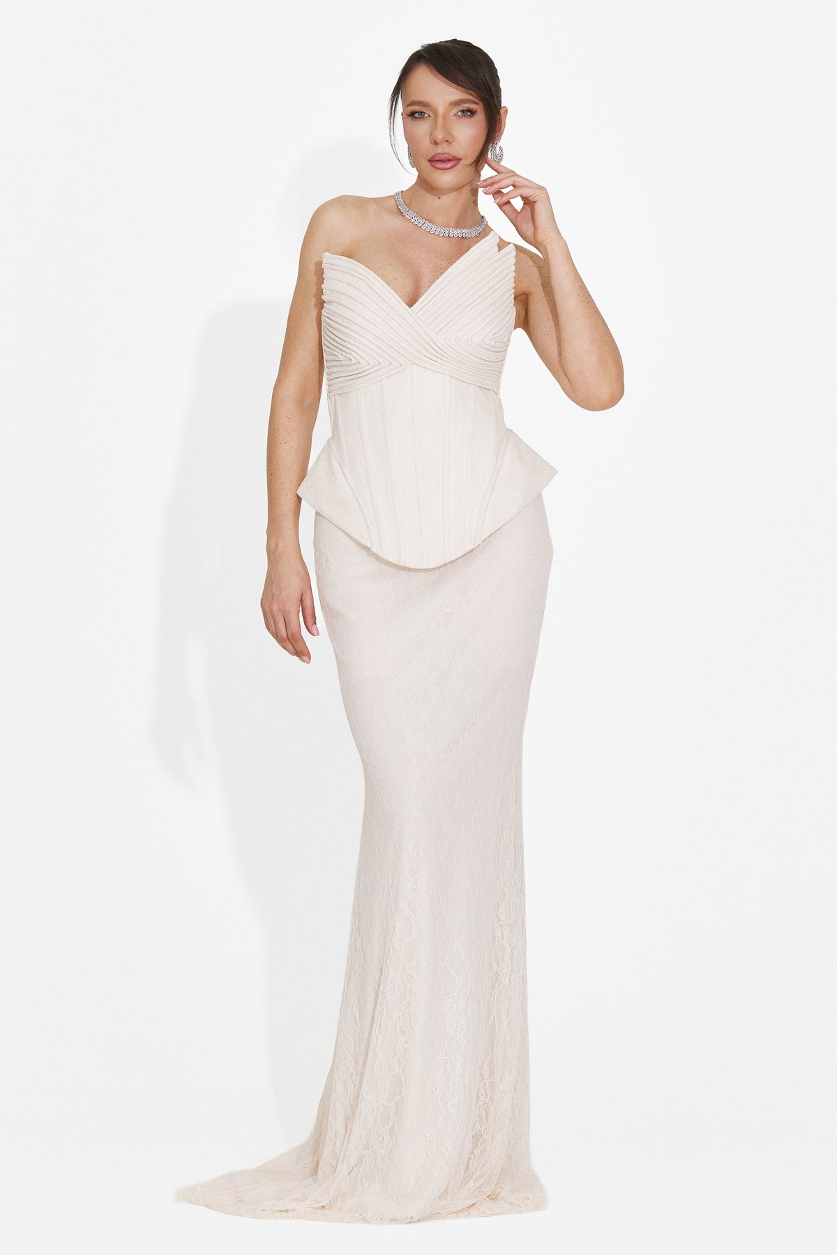 Long beige women's dress Nabashia Bogas, image 8 of 8