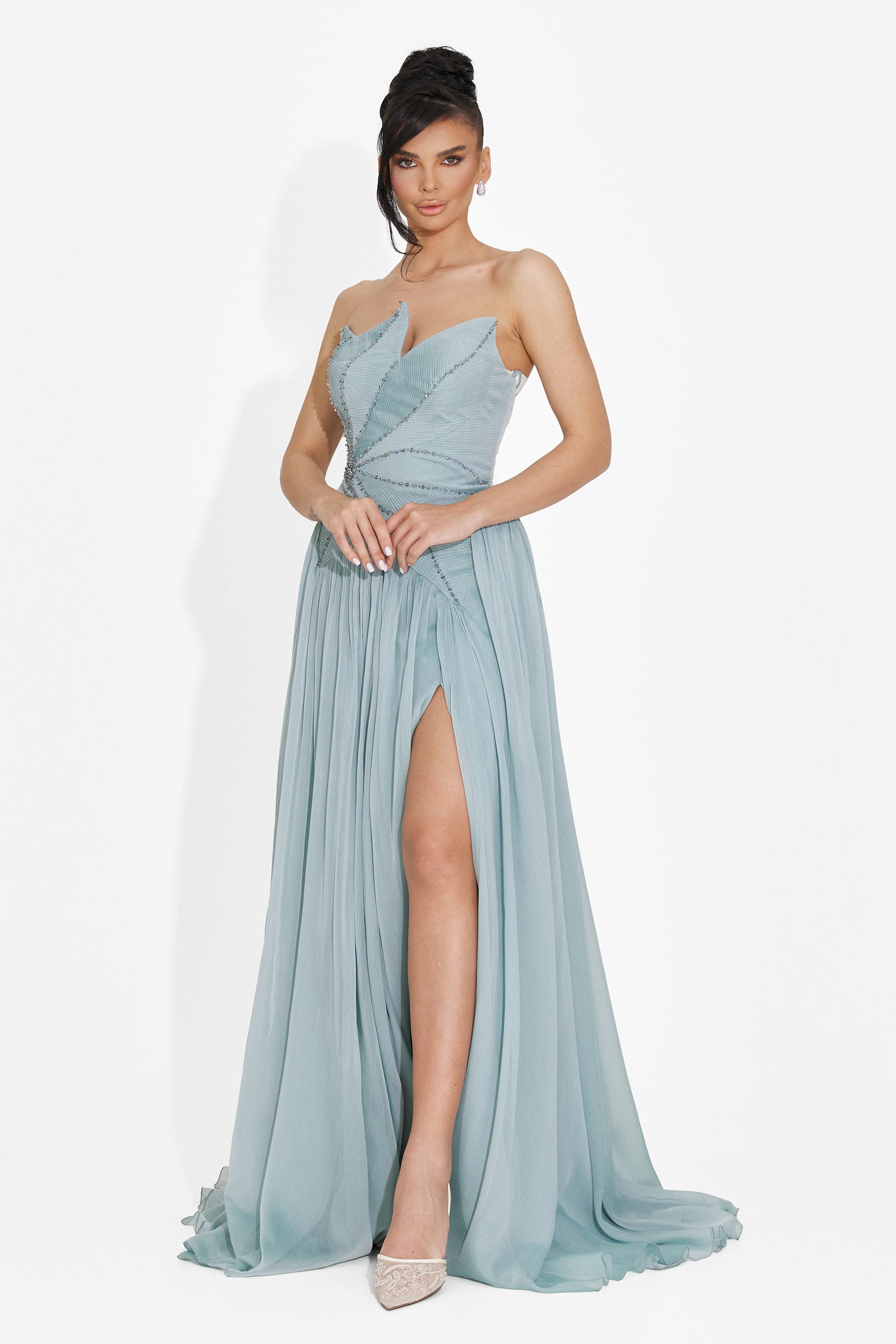 Rochie dama lunga bleu Anaika Bogas