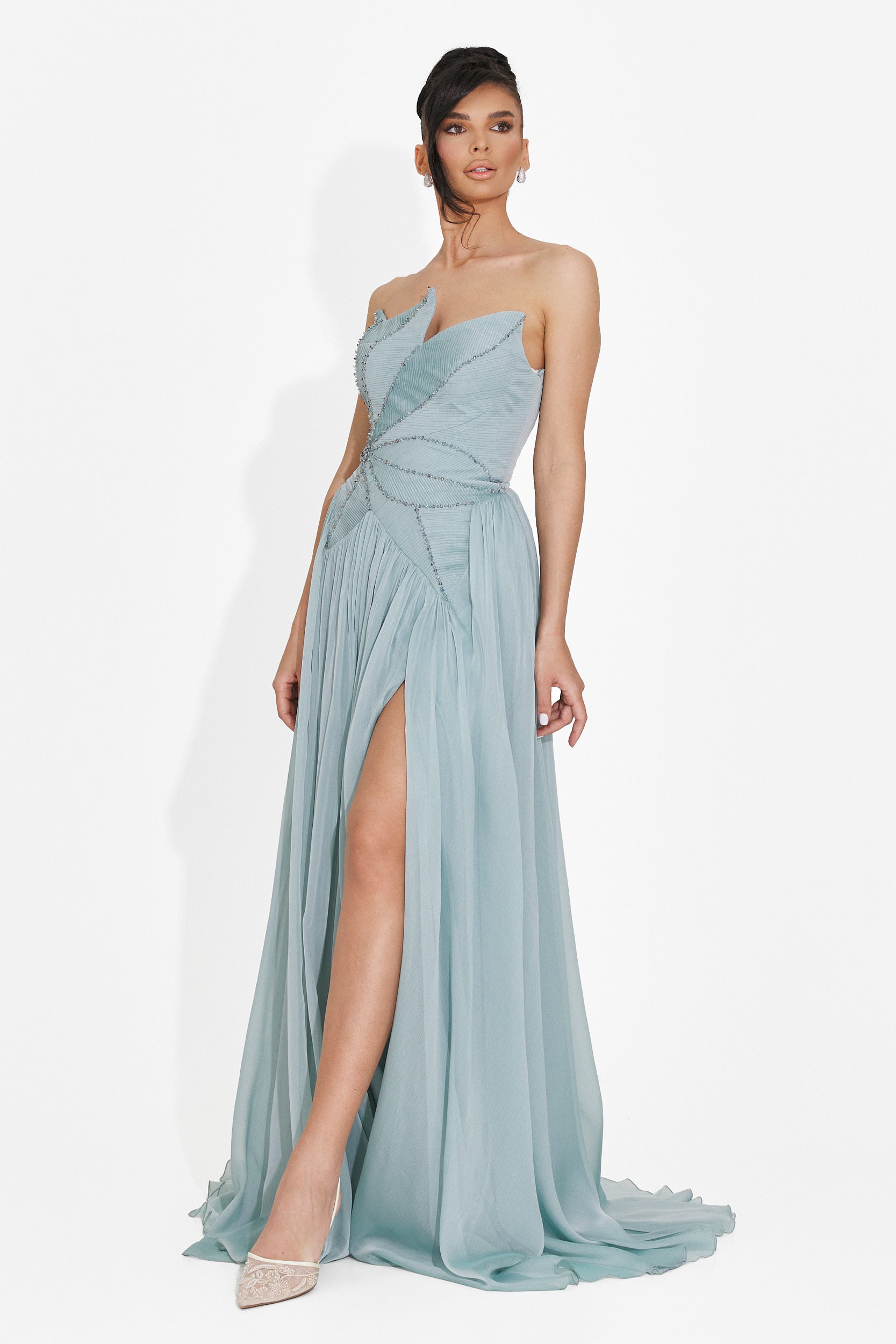 Rochie dama lunga bleu Anaika Bogas