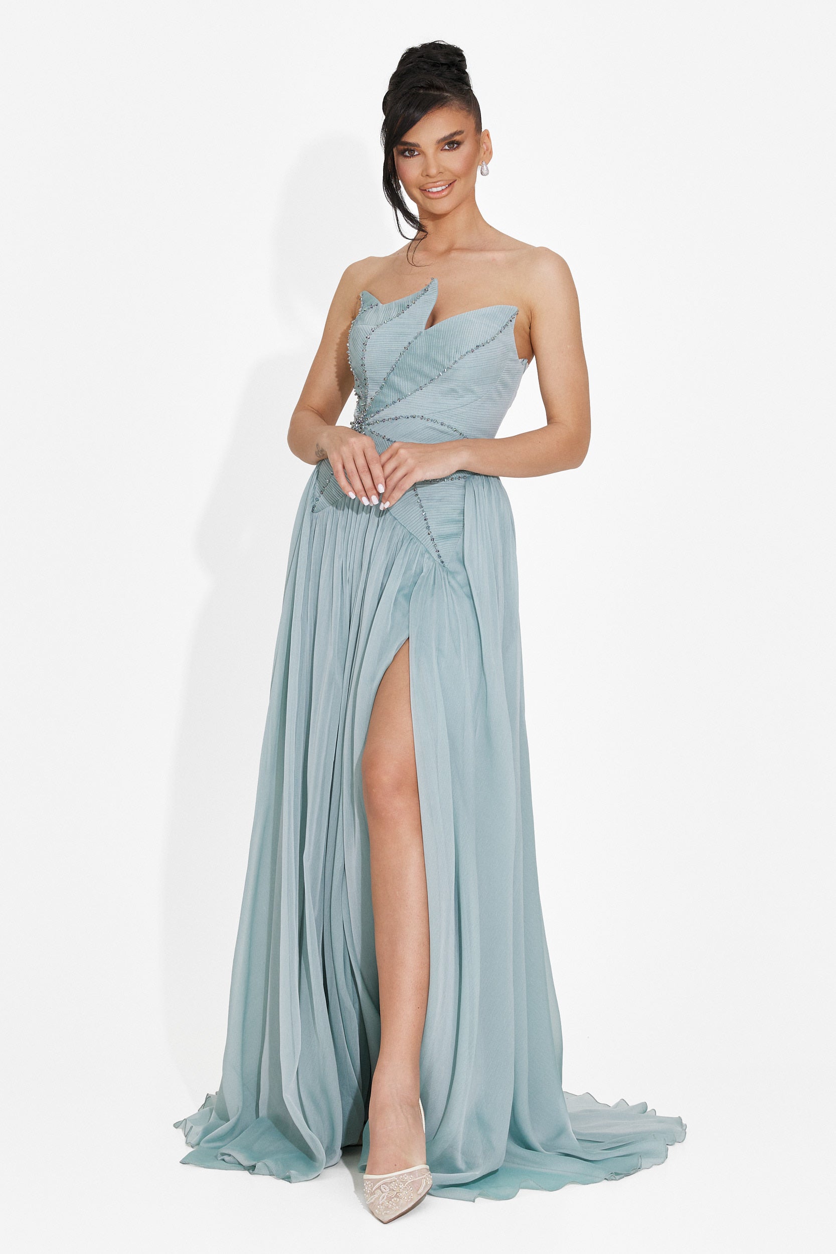 Rochie dama lunga bleu Anaika Bogas