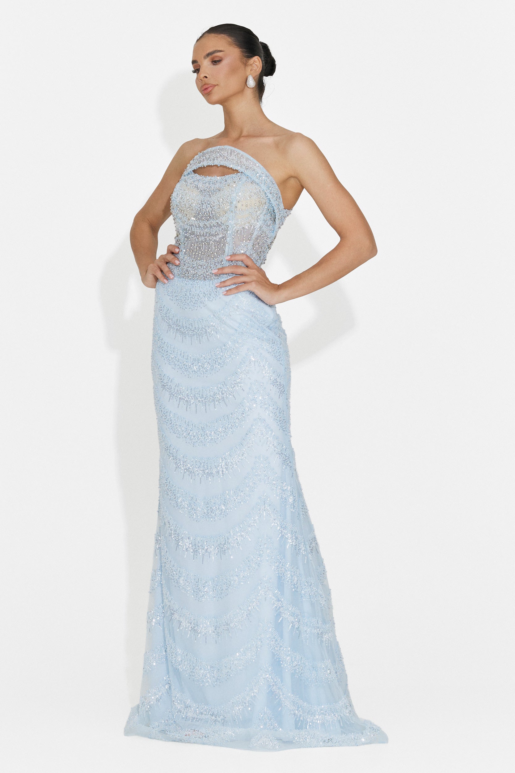 Rochie dama lunga bleu Erna Bogas