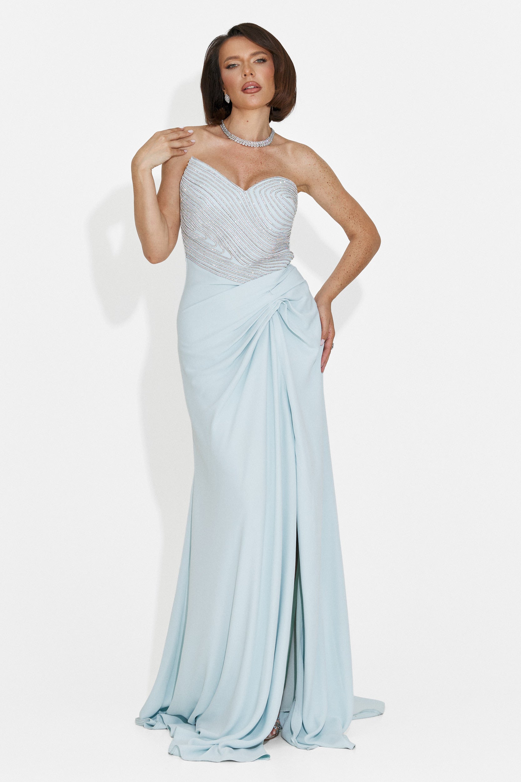 Jonay Bogas Langes Blaues Damenkleid