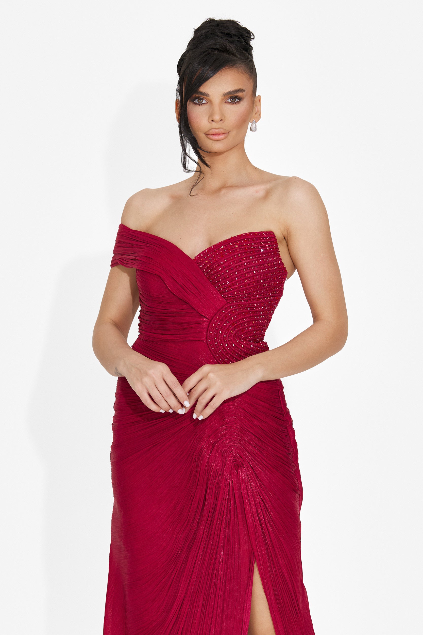 Rochie dama lunga burgundy Anevia Bogas