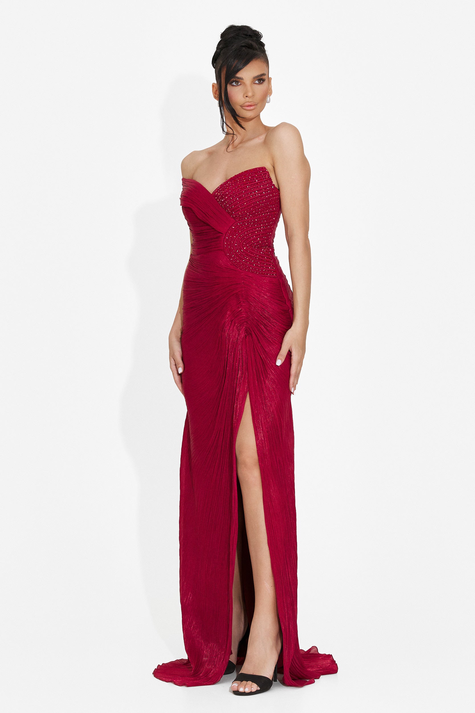 Rochie dama lunga burgundy Anevia Bogas