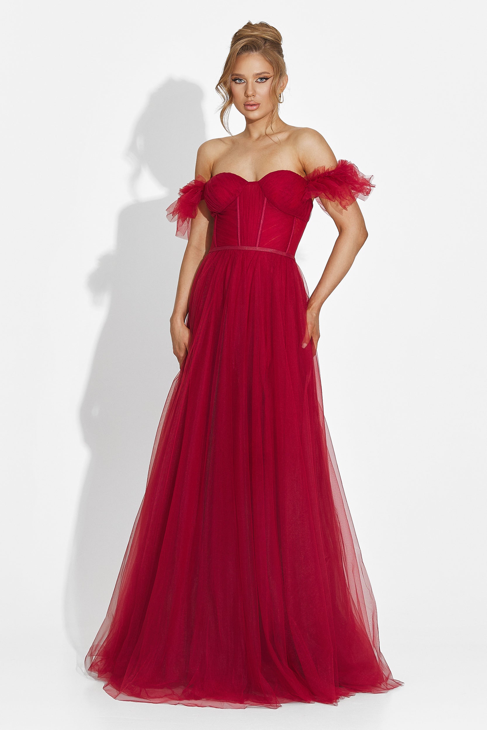 Janiece Bogas Burgunderrotes langes Kleid für Frauen