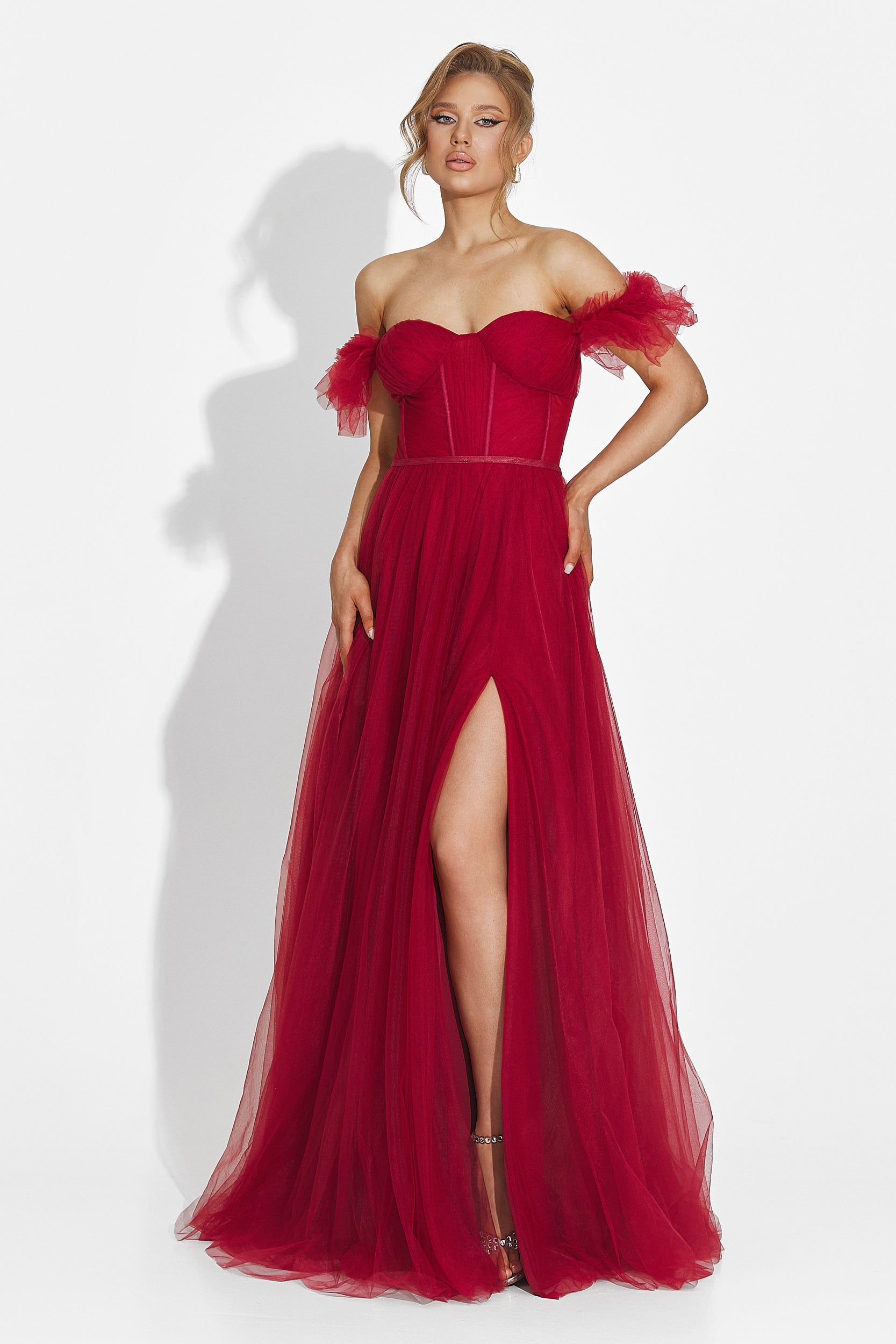 Janiece Bogas Burgunderrotes langes Kleid für Frauen