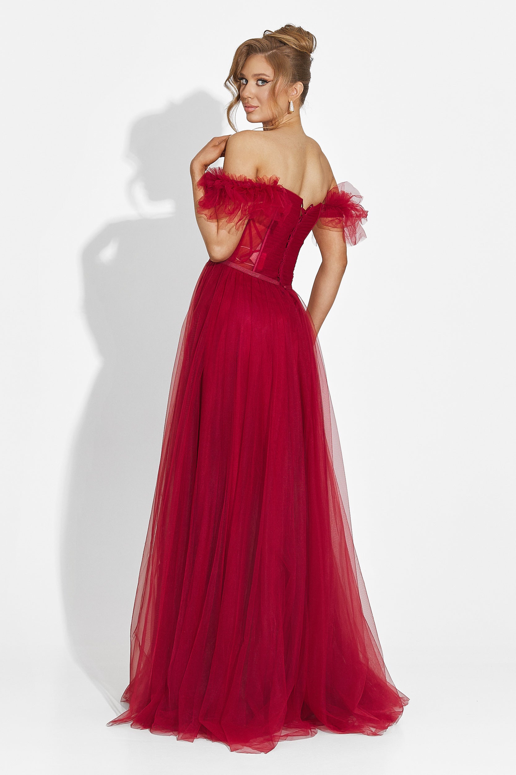 Janiece Bogas Burgunderrotes langes Kleid für Frauen