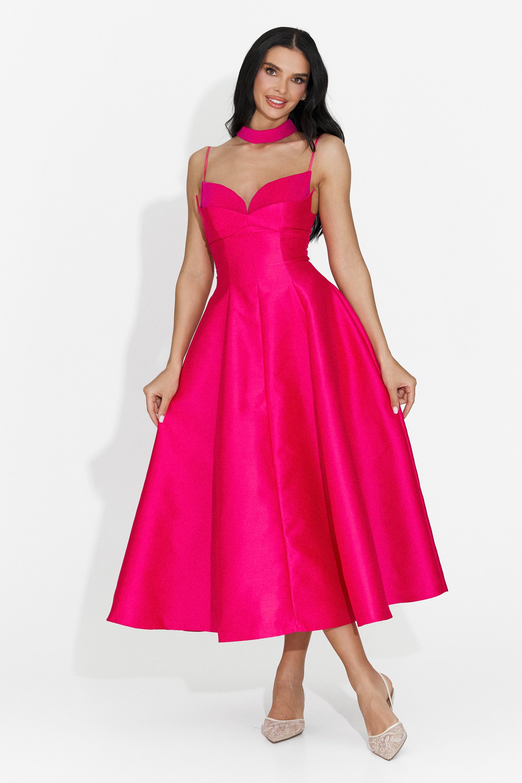 Bogas Coriza Langes Fuchsia Damenkleid