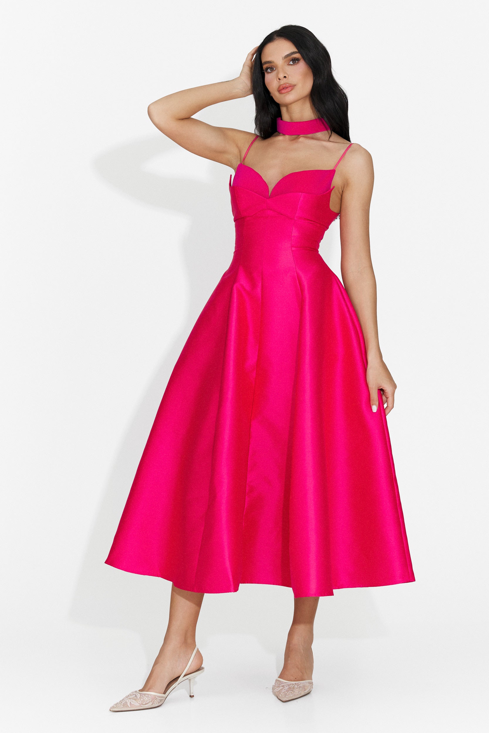 Bogas Coriza Langes Fuchsia Damenkleid