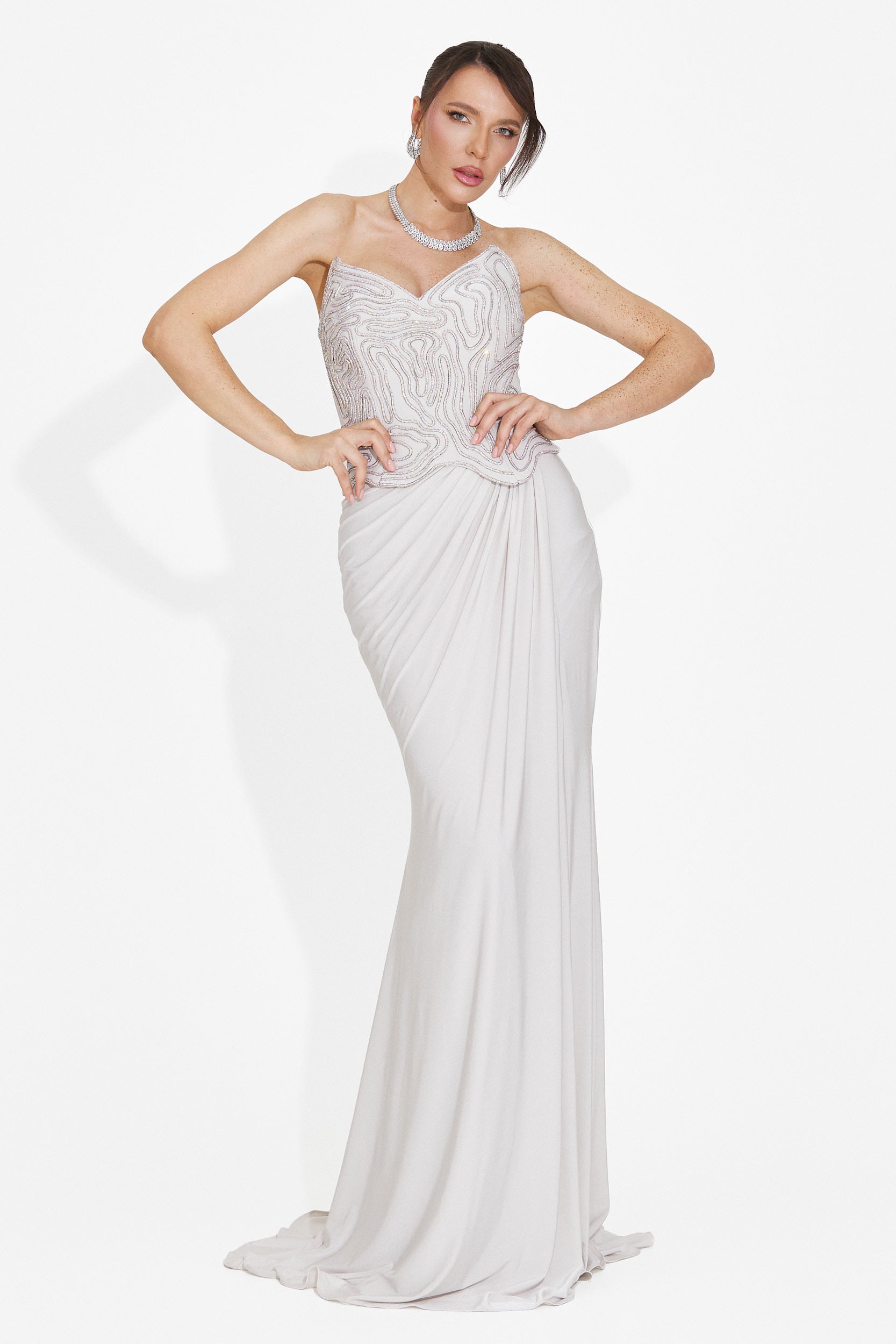 Rochie dama lunga gri Baty Bogas