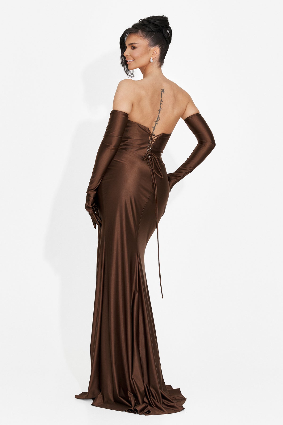 Long brown women's dress Aleksa Bogas, image 2 of 8