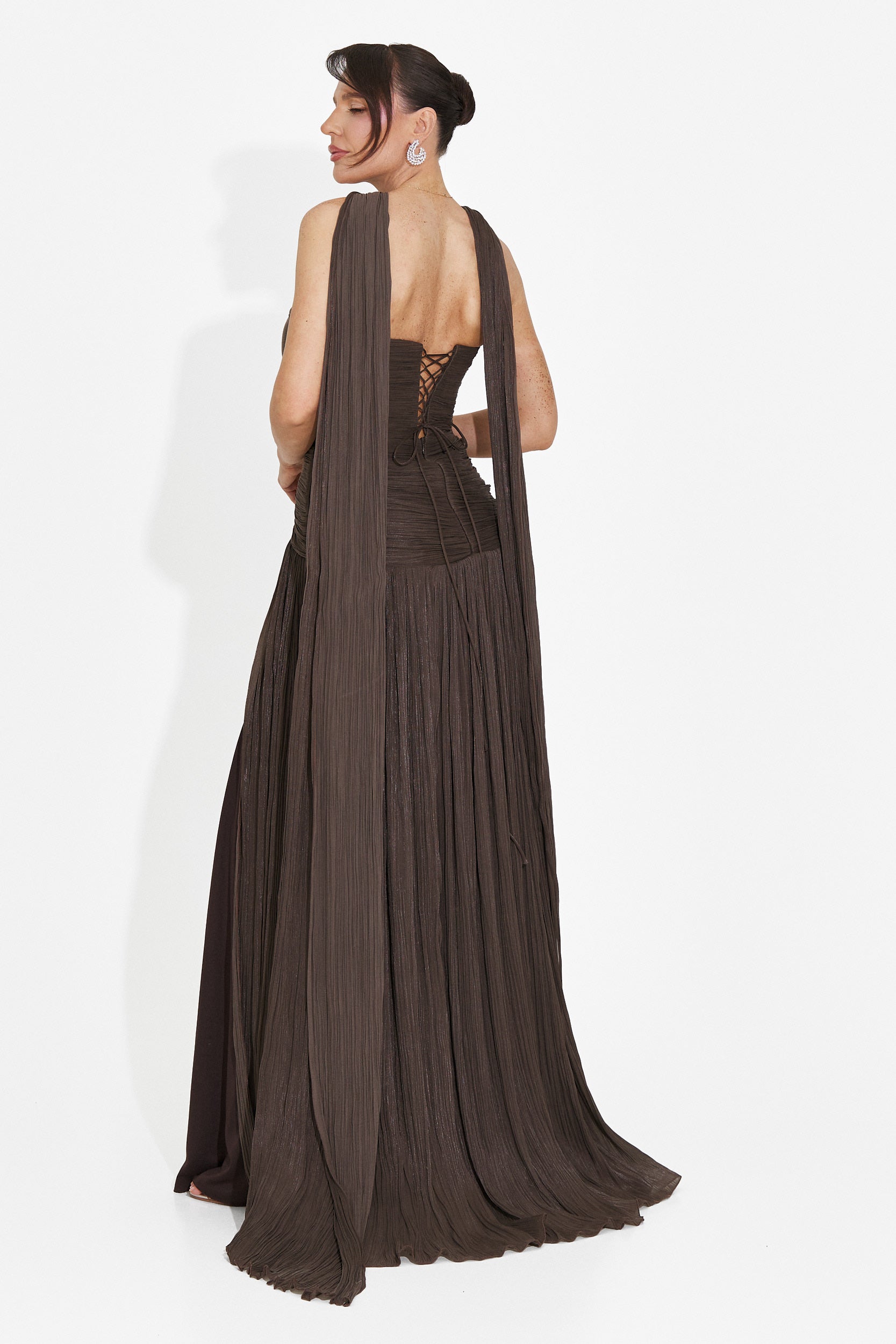 Rochie dama lunga maro Gabielia Bogas