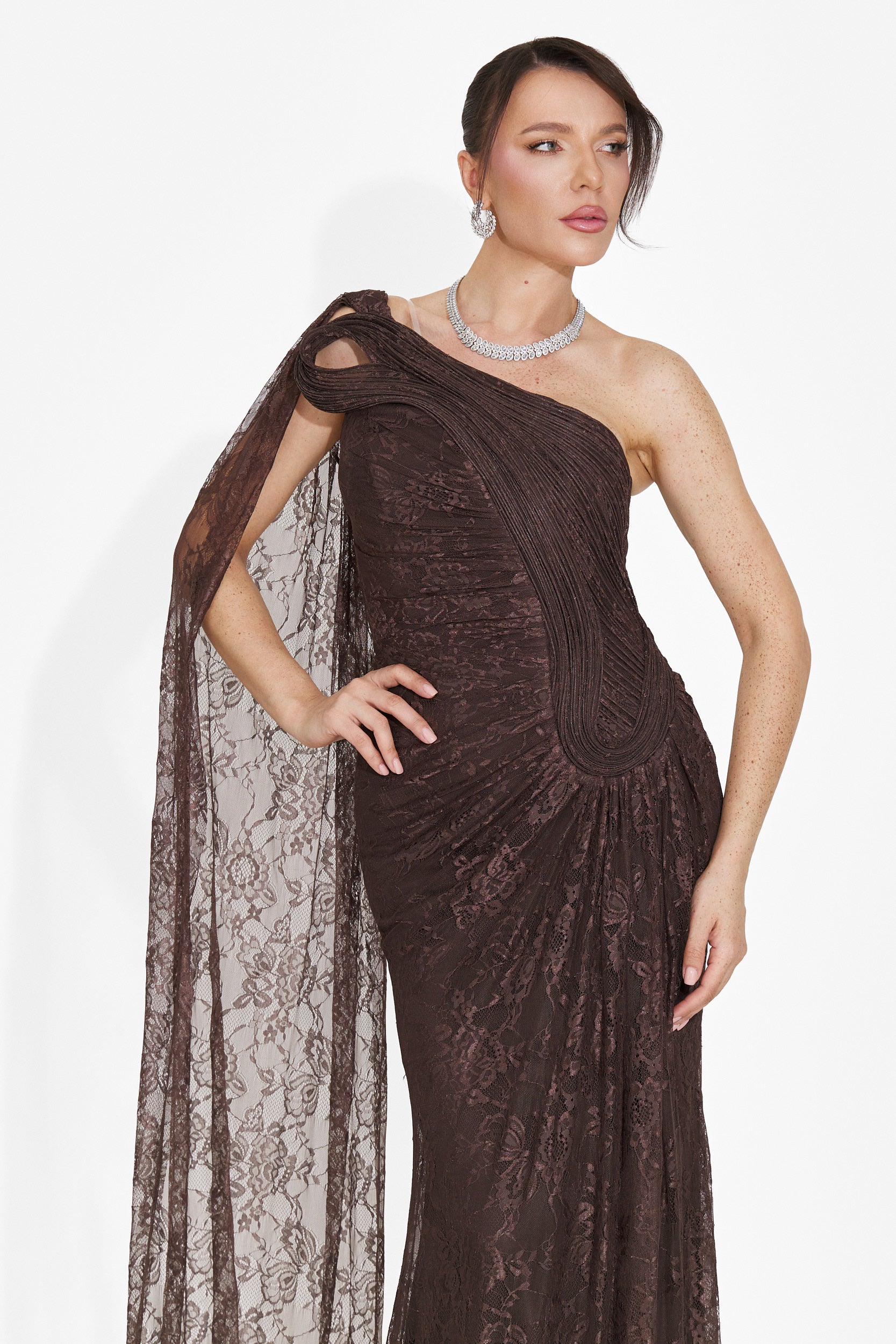 Rochie dama lunga maro Heliena Bogas