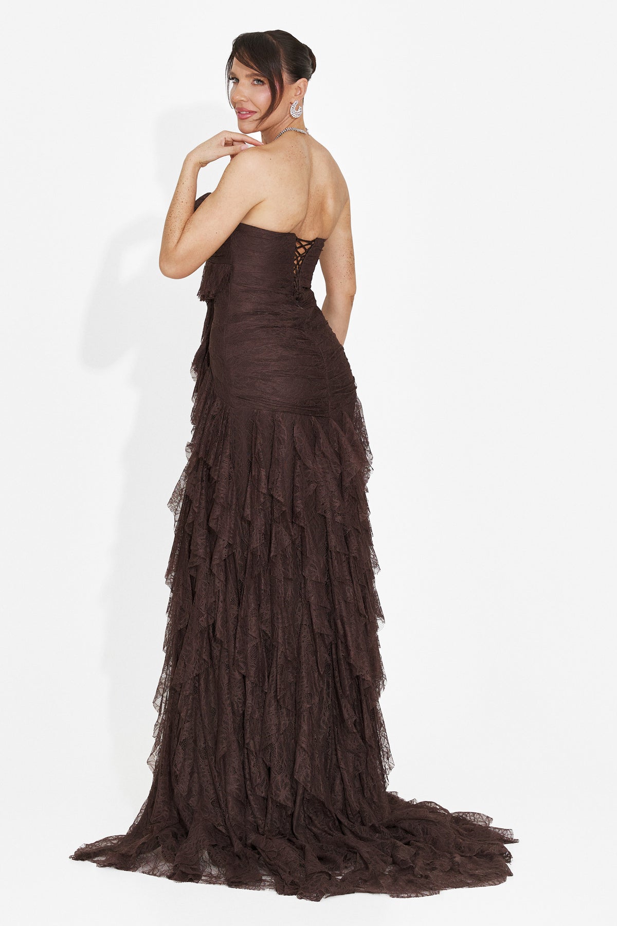 Long brown women's dress Jesya Bogas, image 2 of 7