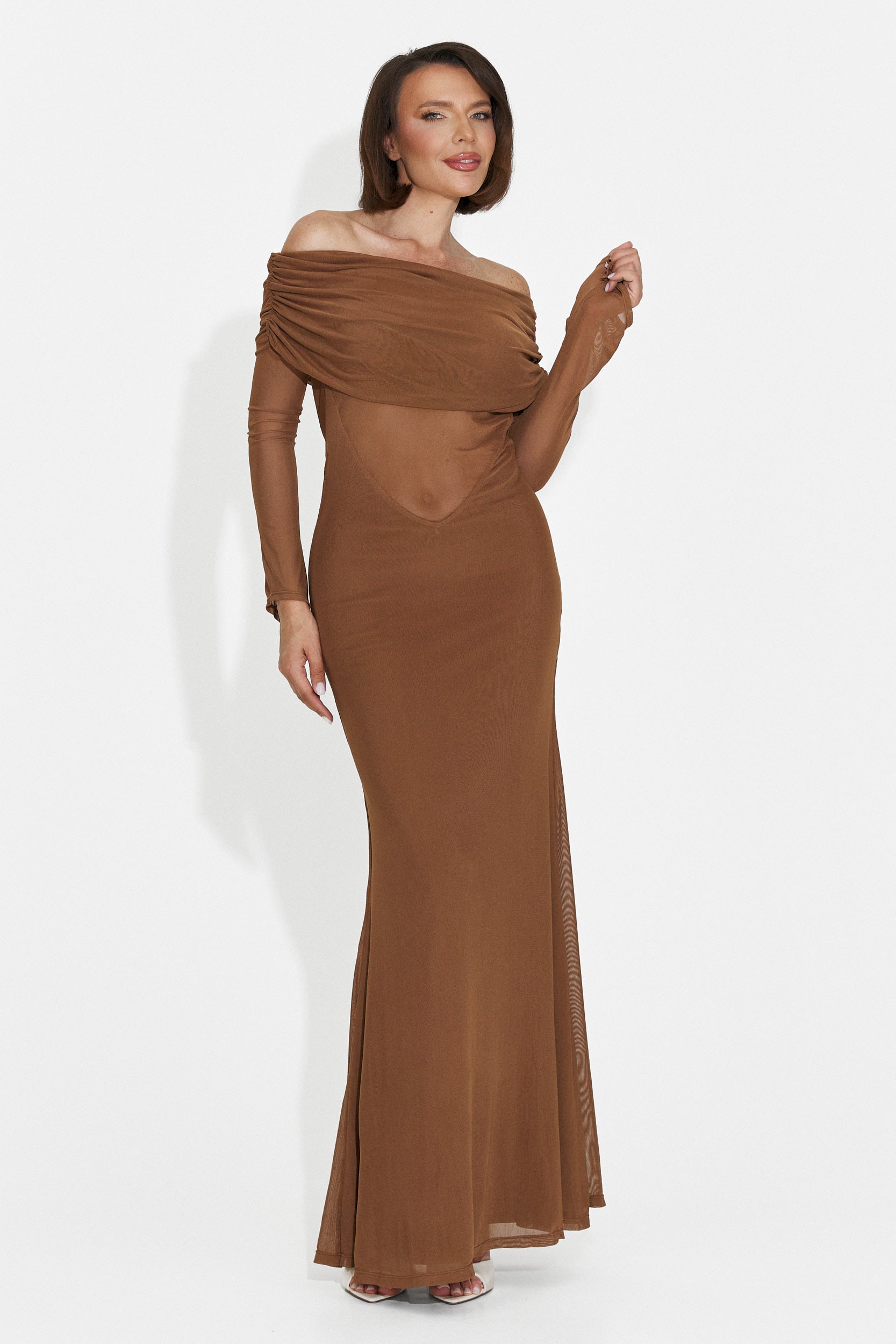 Rochie dama lunga maro Laura Bogas