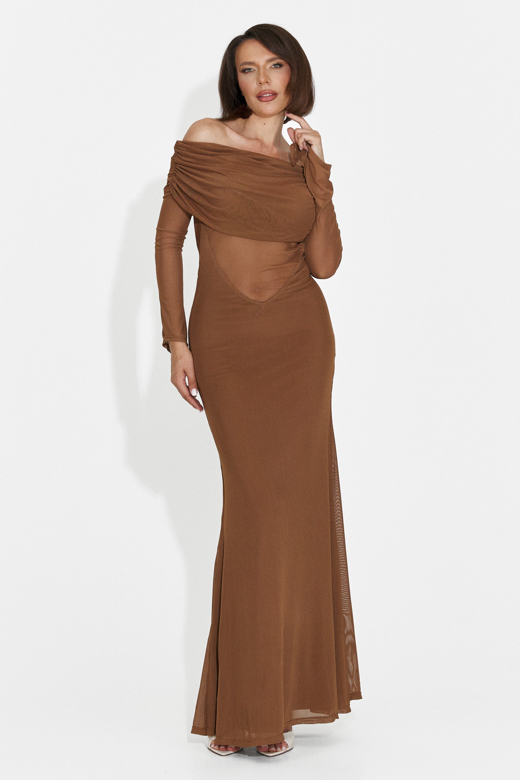 Rochie dama lunga maro Laura Bogas
