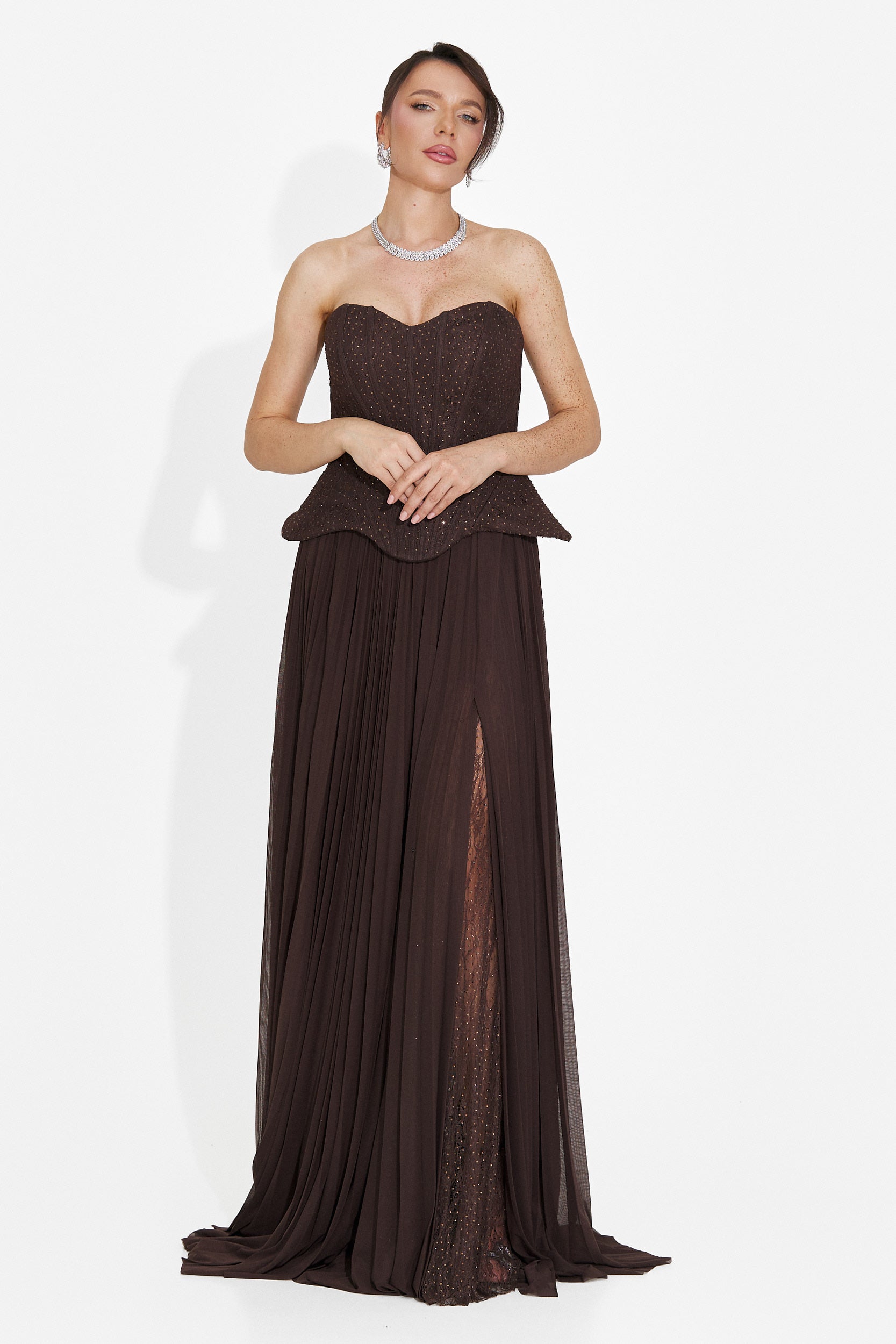 Rochie dama lunga maro Mivea Bogas