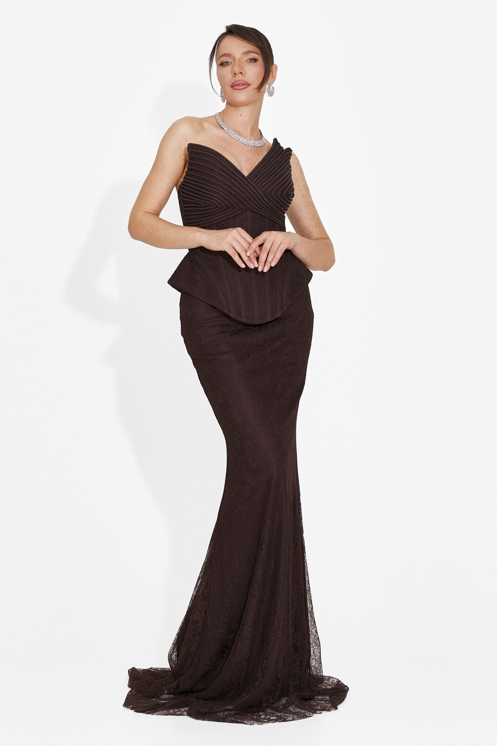 Rochie dama lunga maro Nabashia Bogas