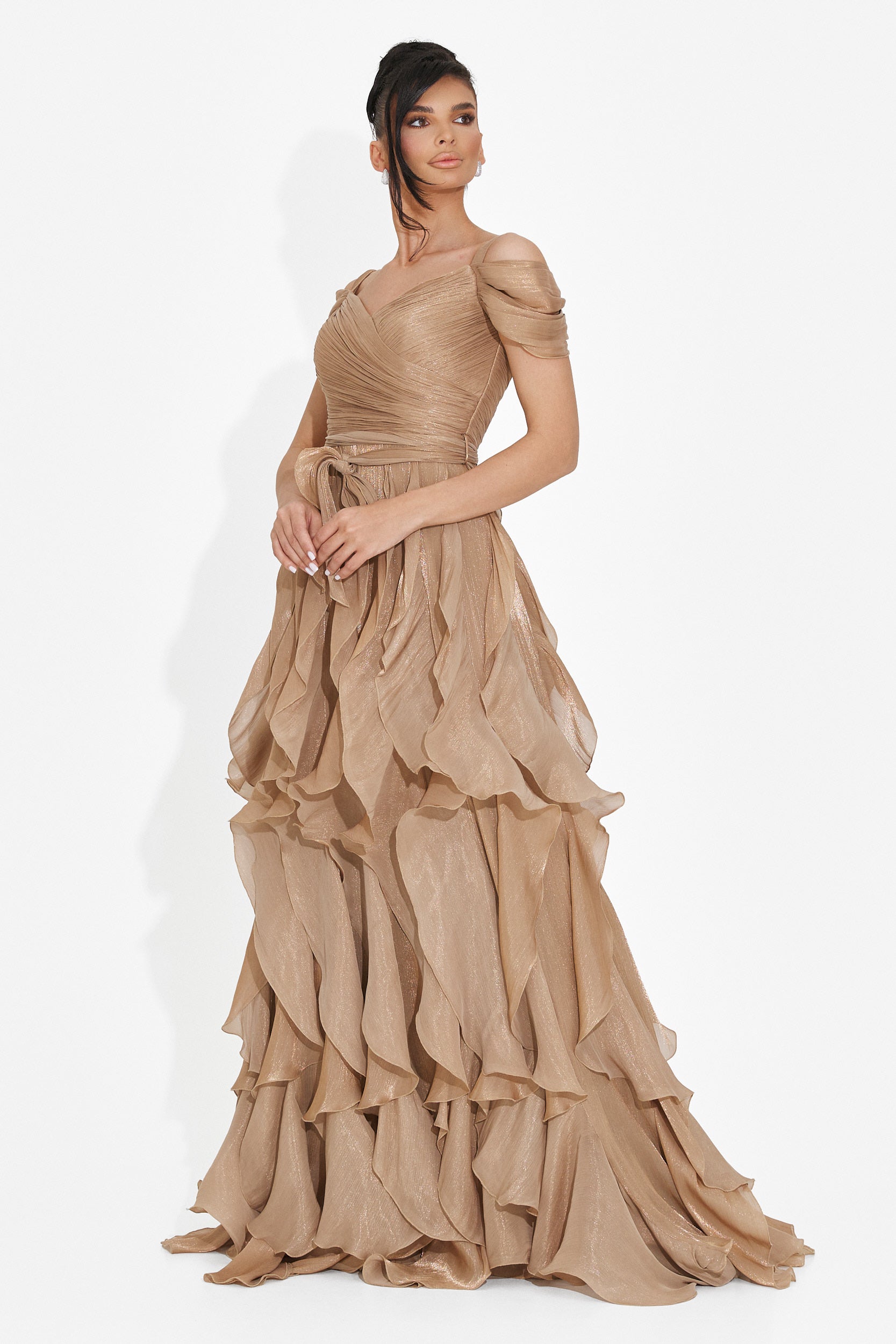 Rochie dama lunga maro Sandrina Bogas