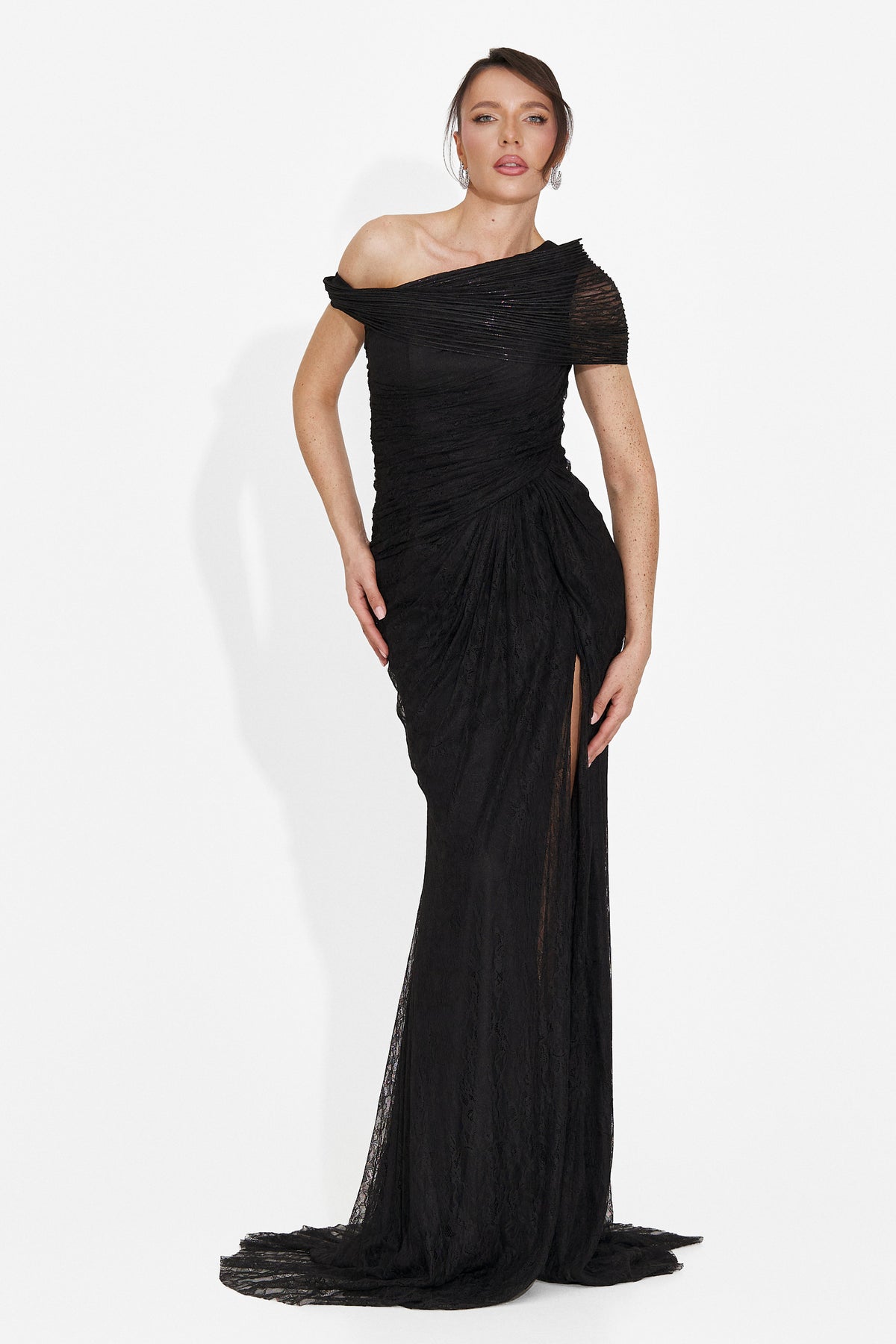 Long black women's dress Alanea Bogas, image 4 of 7
