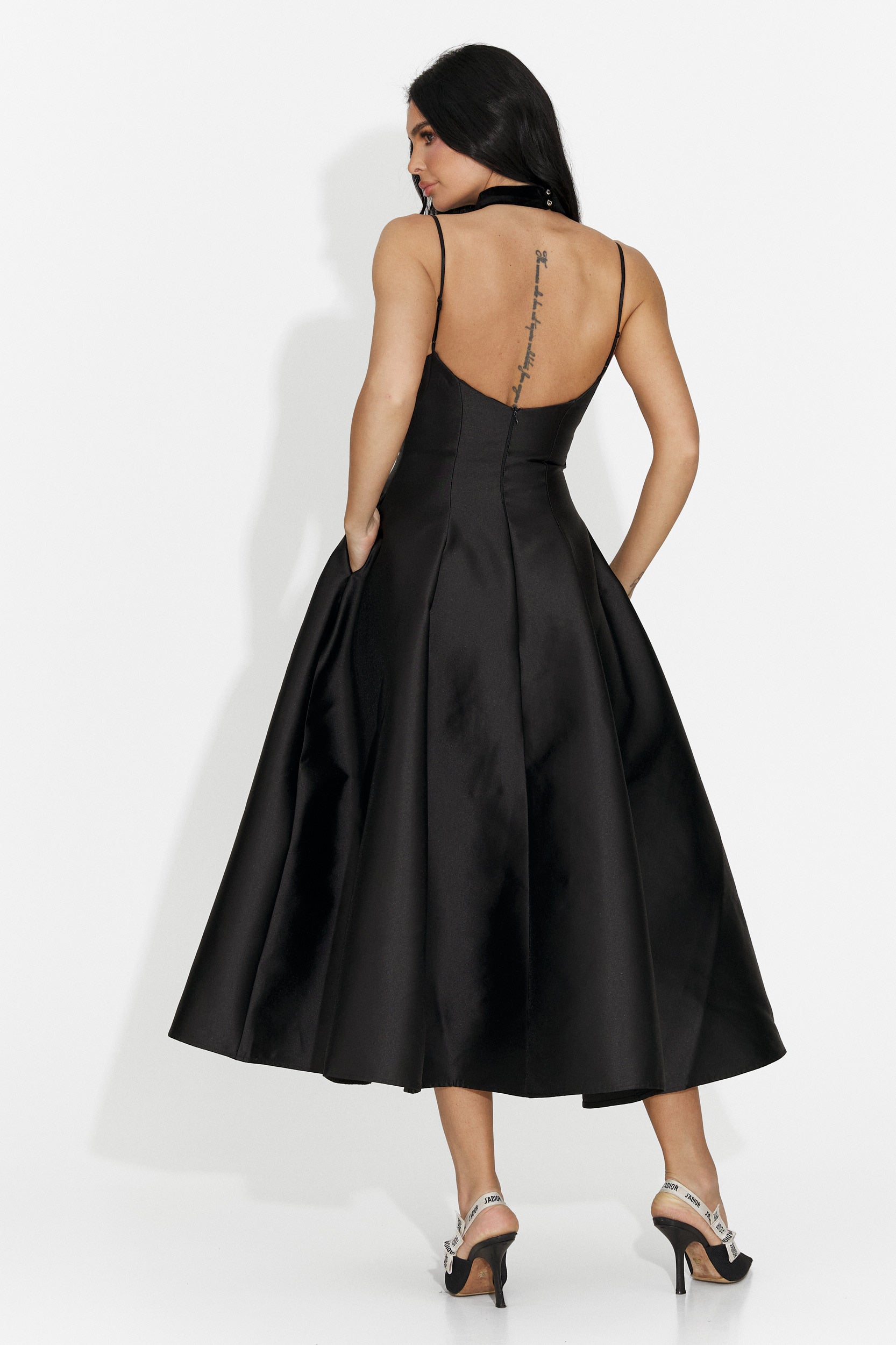 Coriza Bogas langes schwarzes Damenkleid