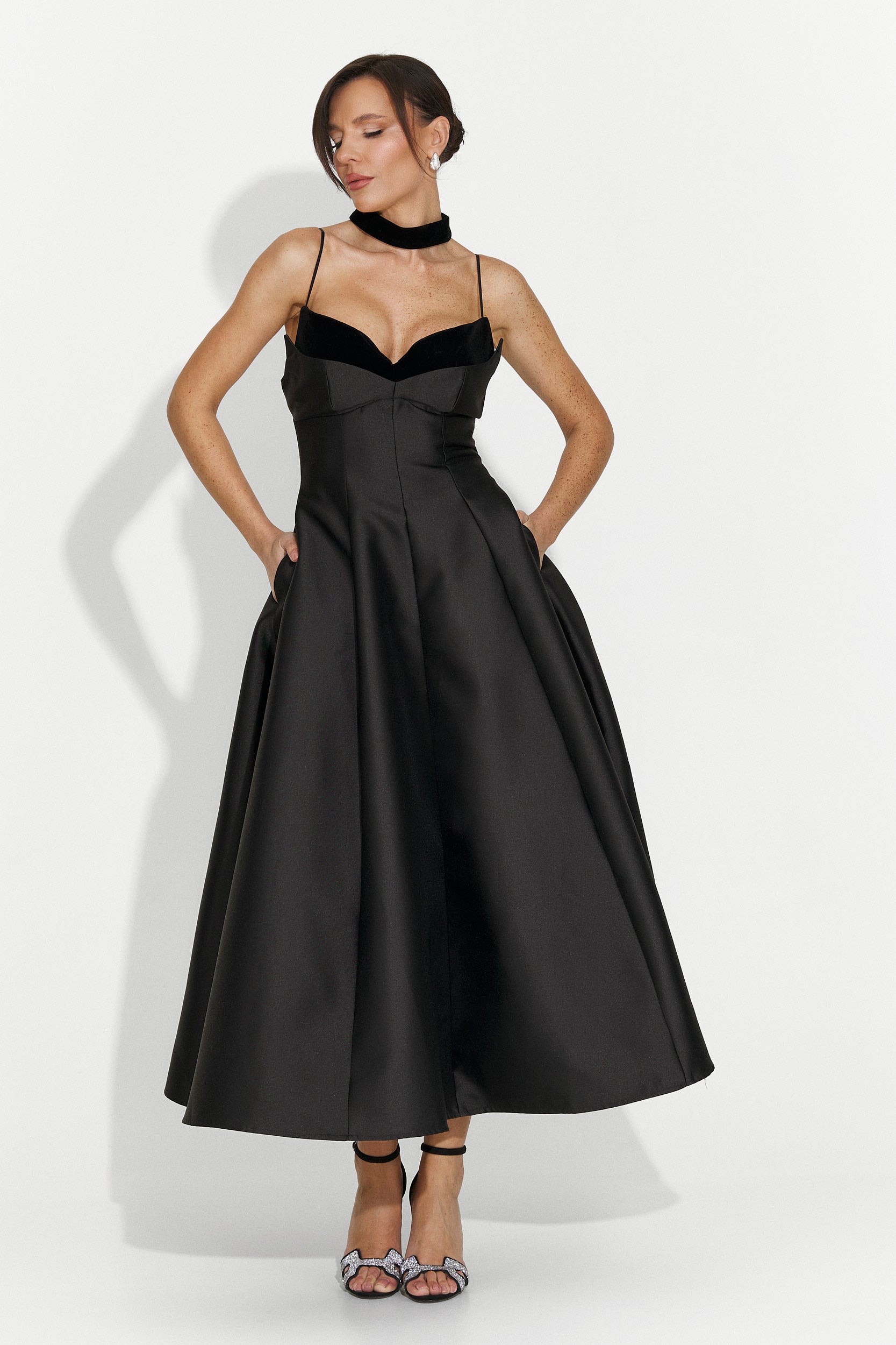 Abito donna lungo nero Coriza Bogas