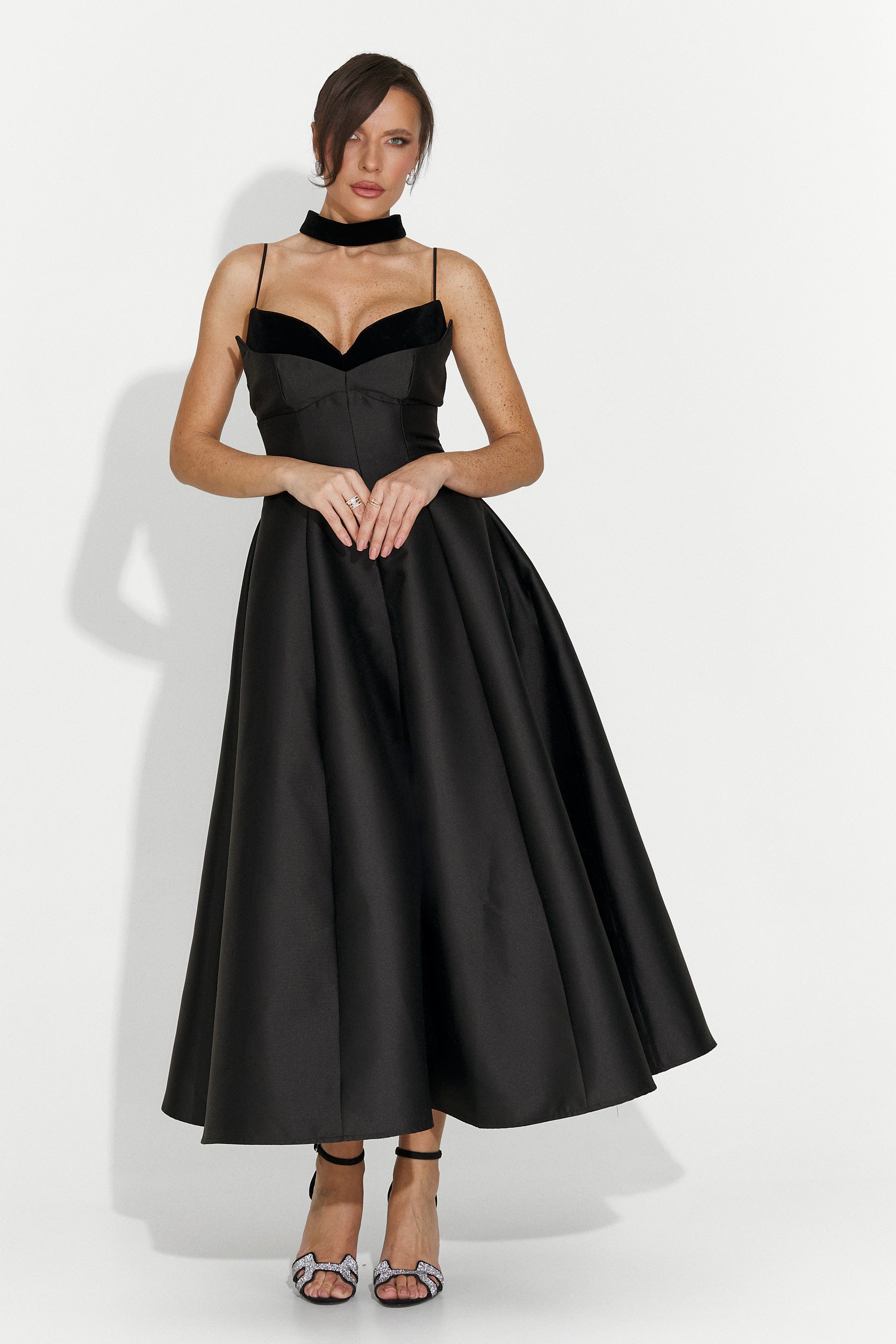 Abito donna lungo nero Coriza Bogas