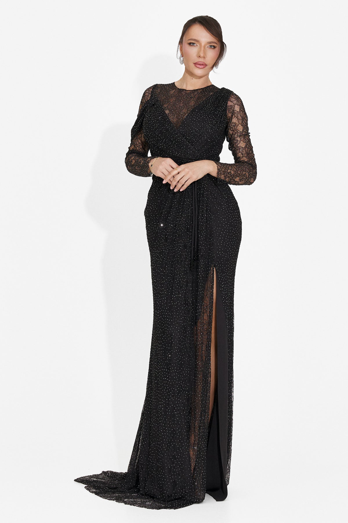 Long black women's dress Herminia Bogas, image 1 of 7
