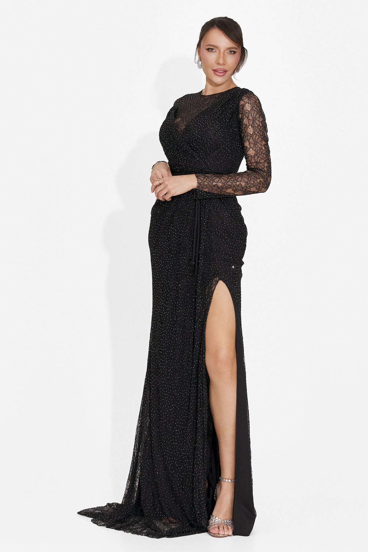 Long black women's dress Herminia Bogas, image 4 of 7