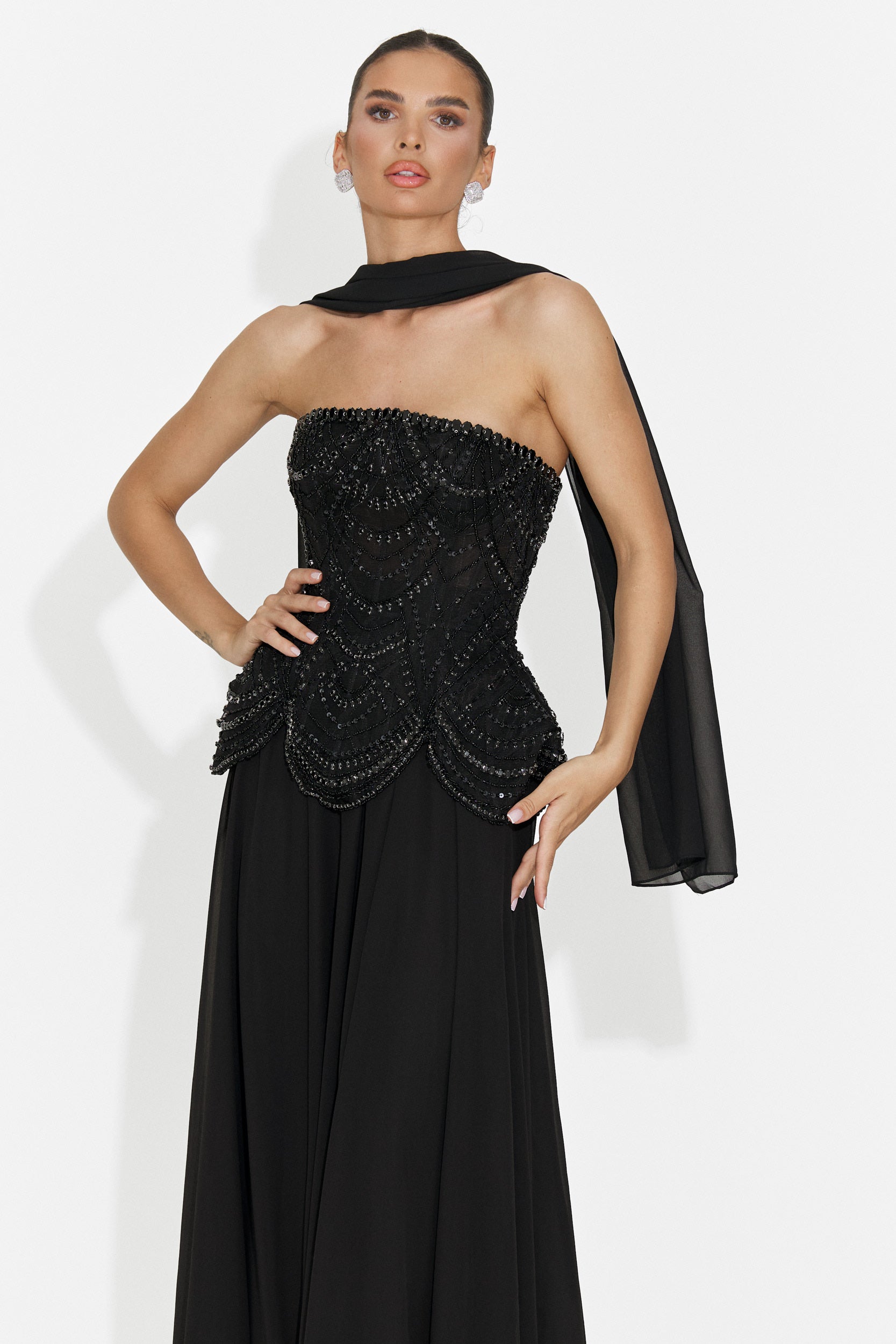 Rochie dama lunga neagra Jutta Bogas