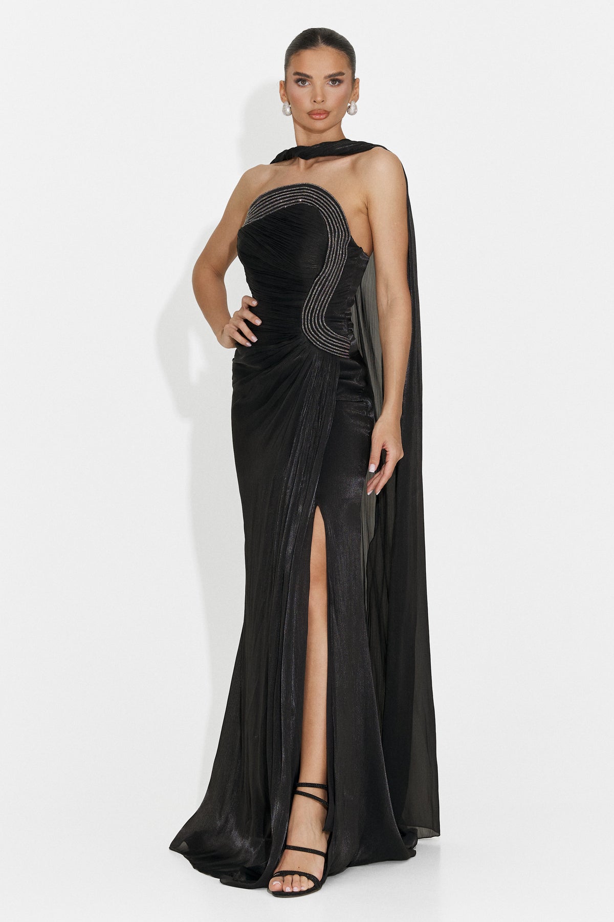 Long black women's dress Moritz Bogas, image 2 of 6